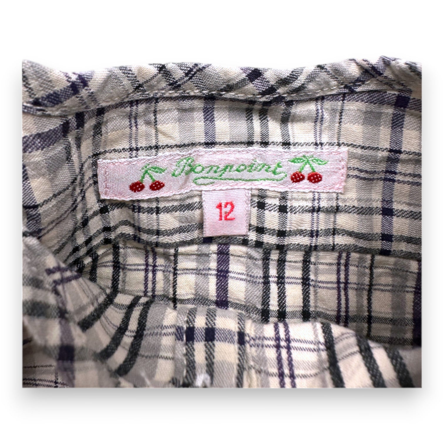 BONPOINT - Chemisier beige à carreaux - 12 mois