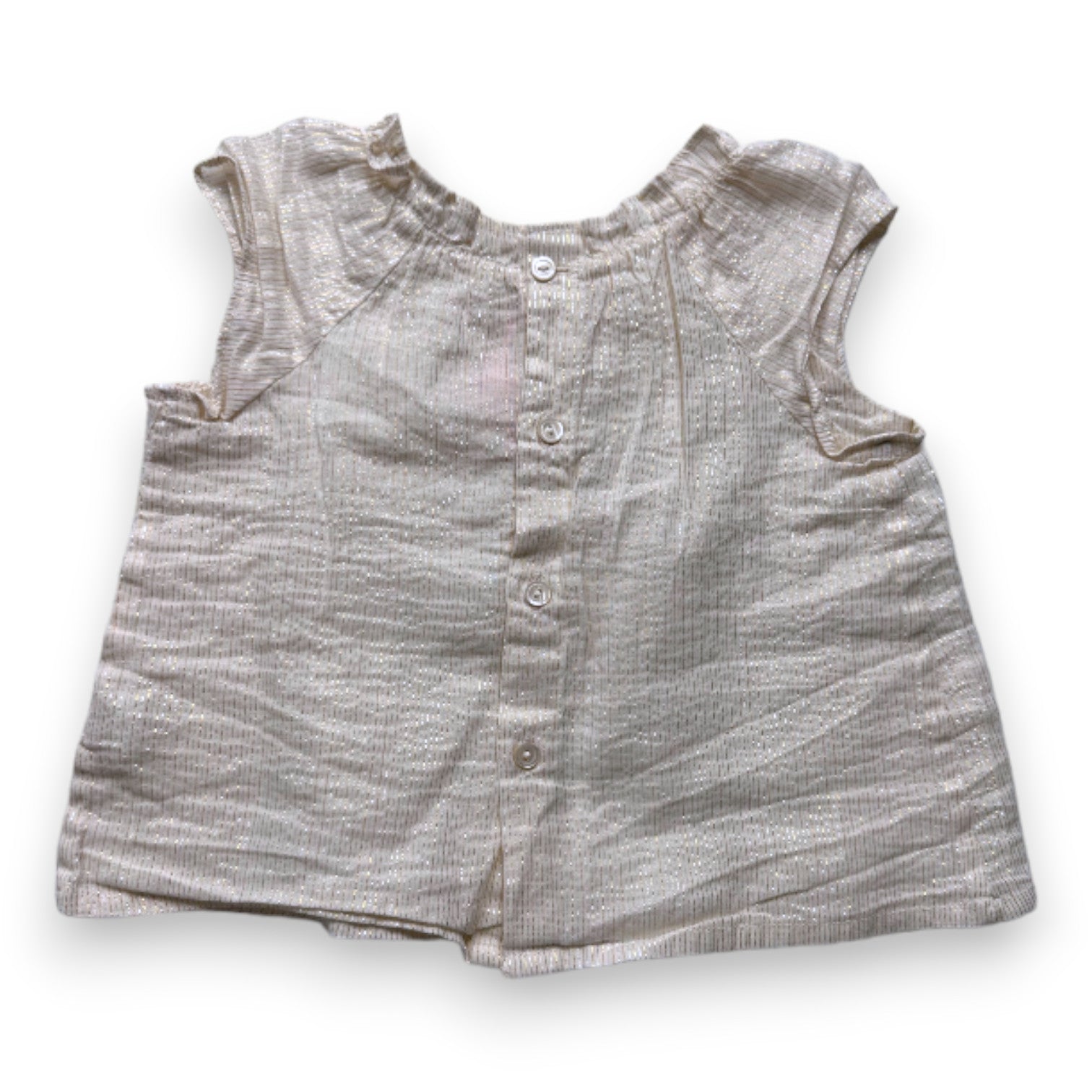 BONPOINT - Chemisier blanc et doré à manches courtes - 6 mois