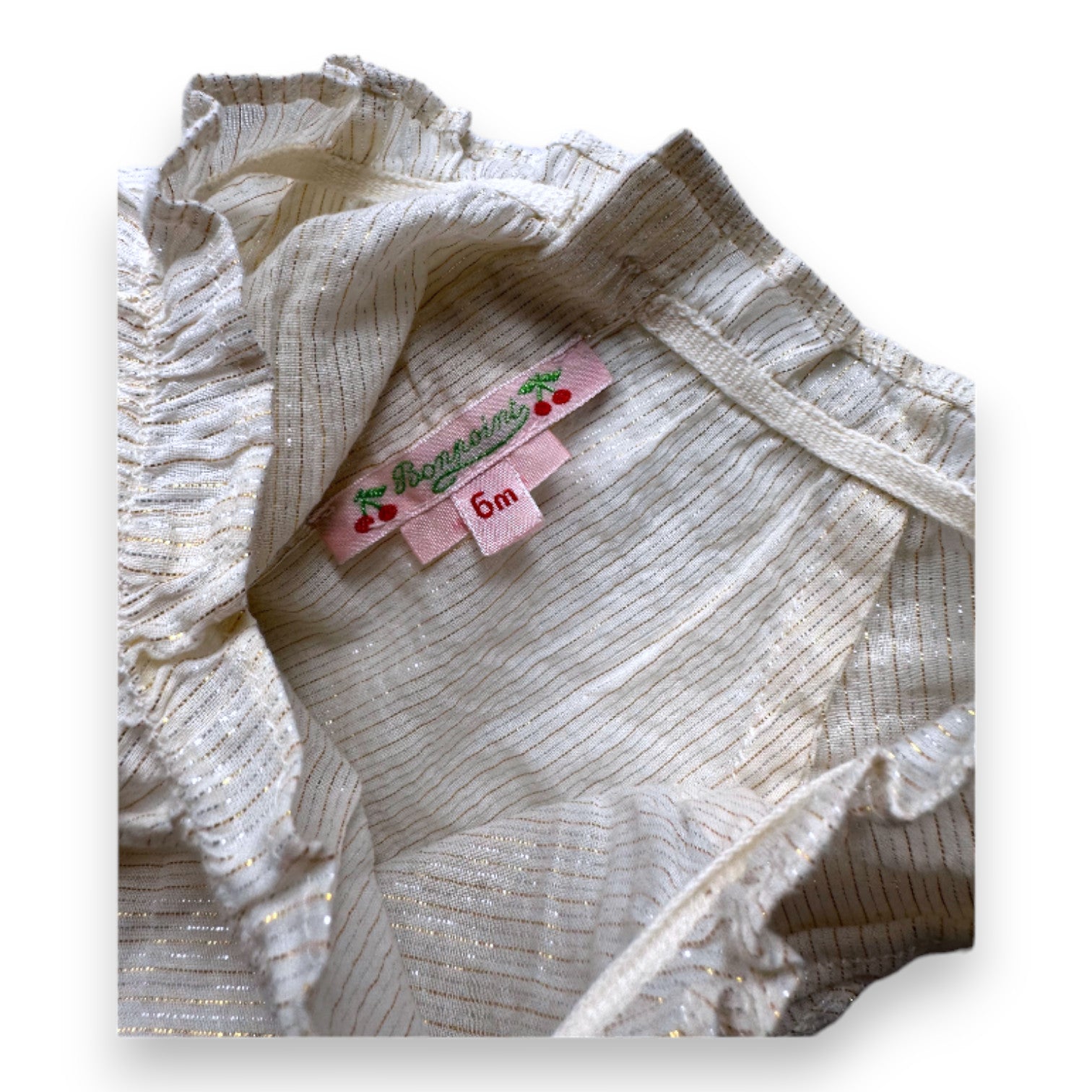 BONPOINT - White and gold short-sleeved blouse - 6 months