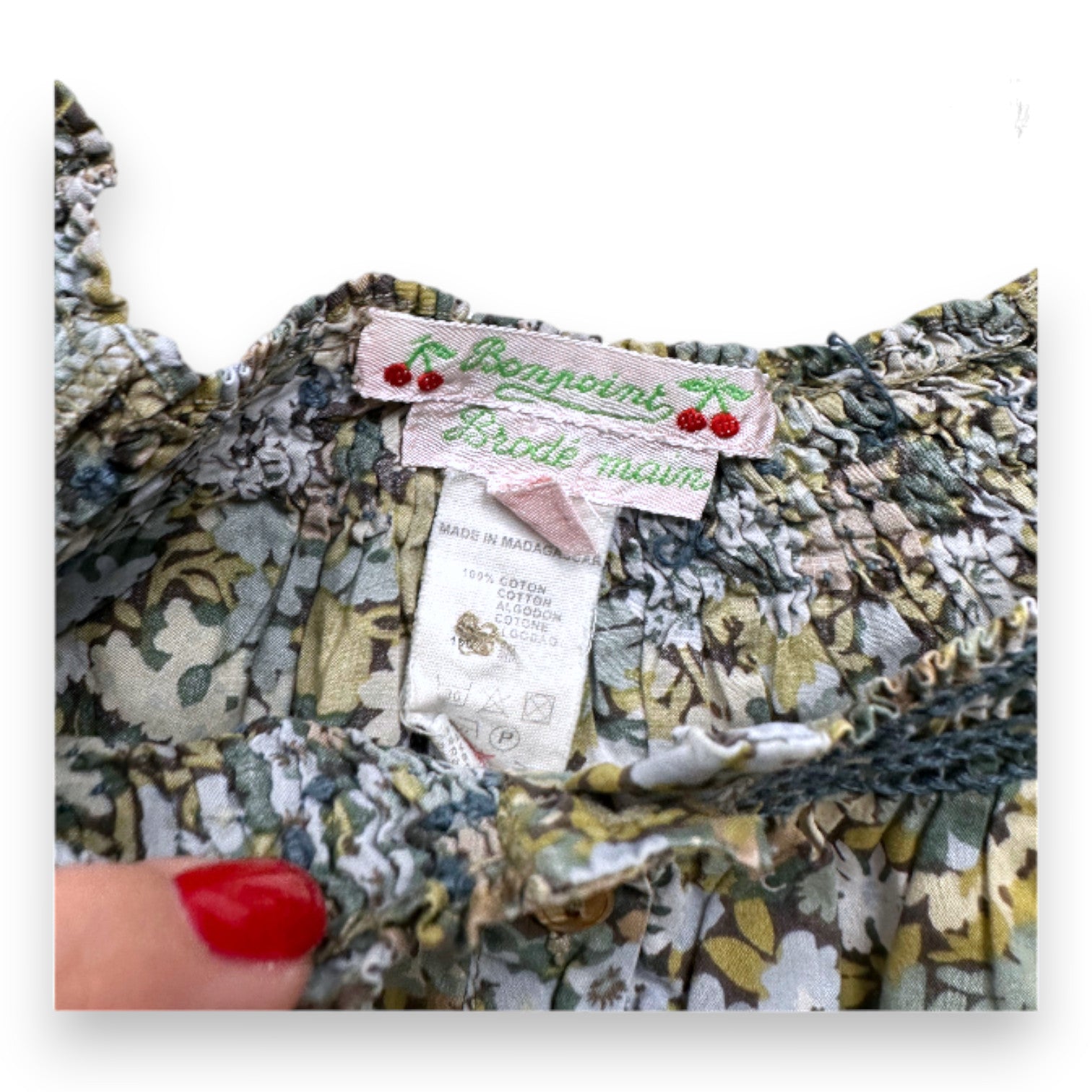 BONPOINT - Blouse verte à fleurs à manches longues - 4 ans