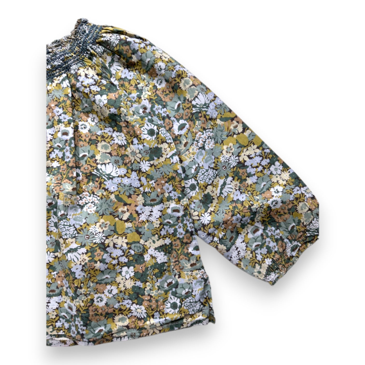 BONPOINT - Grüne Bluse mit Blumenmuster und langen Ärmeln - 4 Jahre