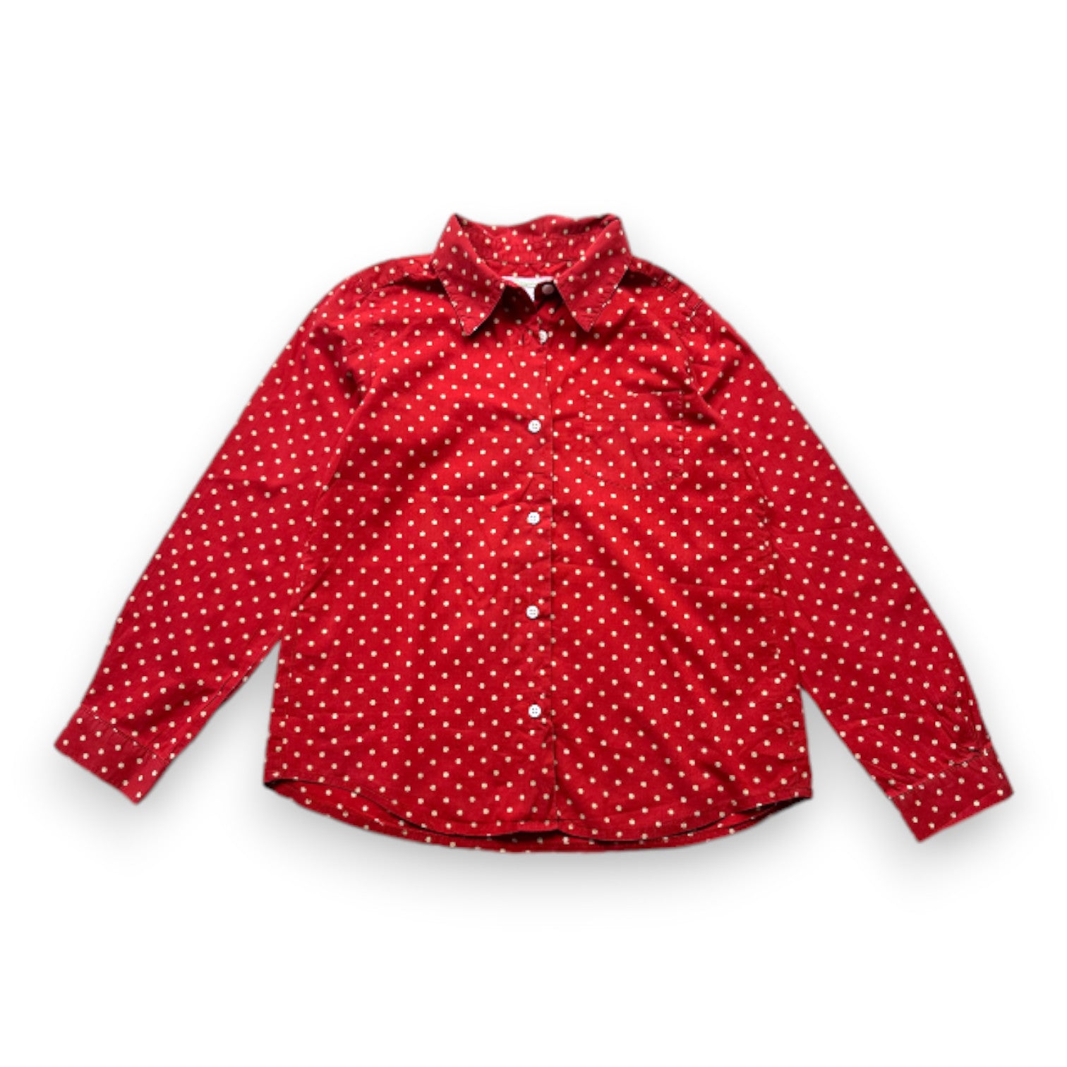 BONPOINT - Chemise à manches longues rouge à pois - 8 ans
