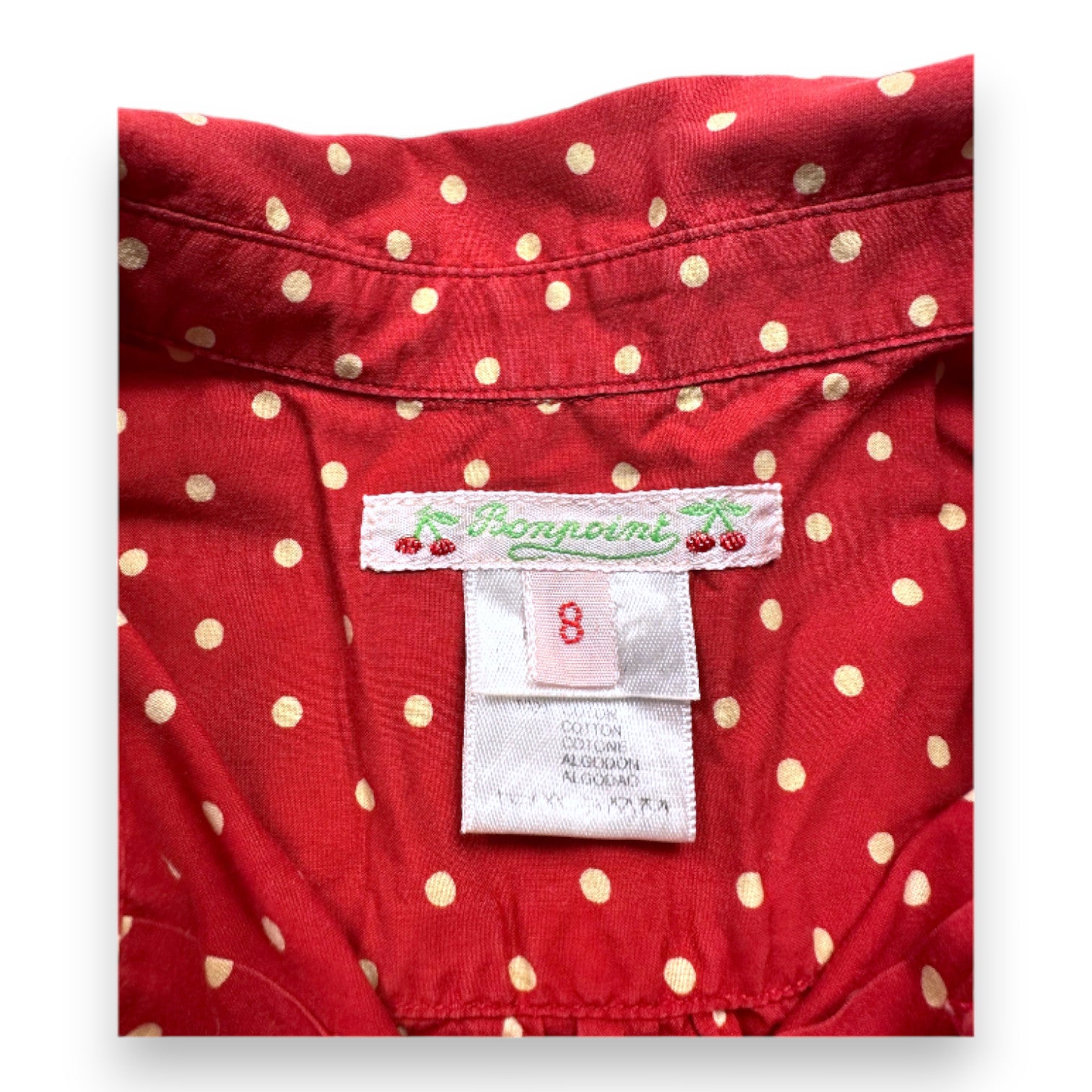BONPOINT - Chemise à manches longues rouge à pois - 8 ans