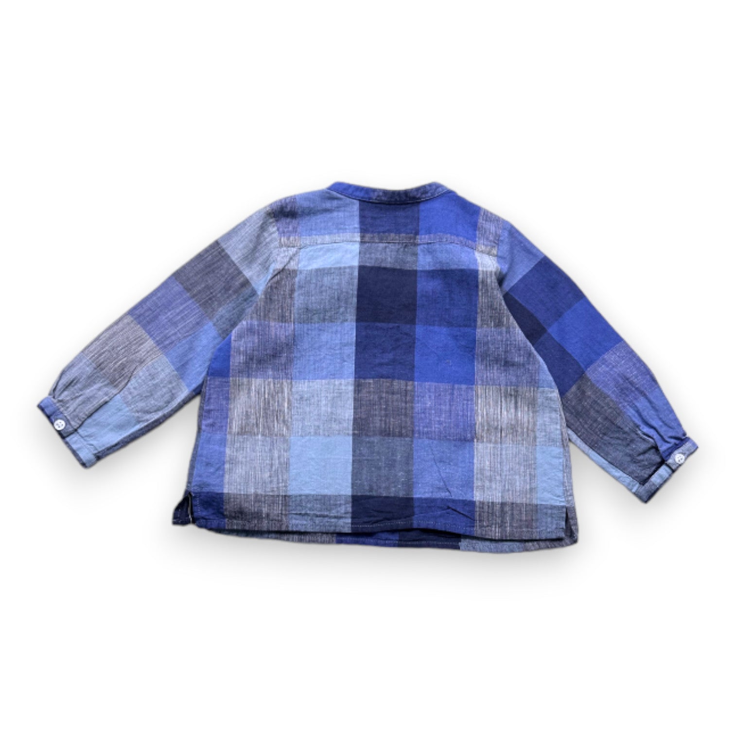 BONPOINT - Blue checked long-sleeved blouse - 18 months