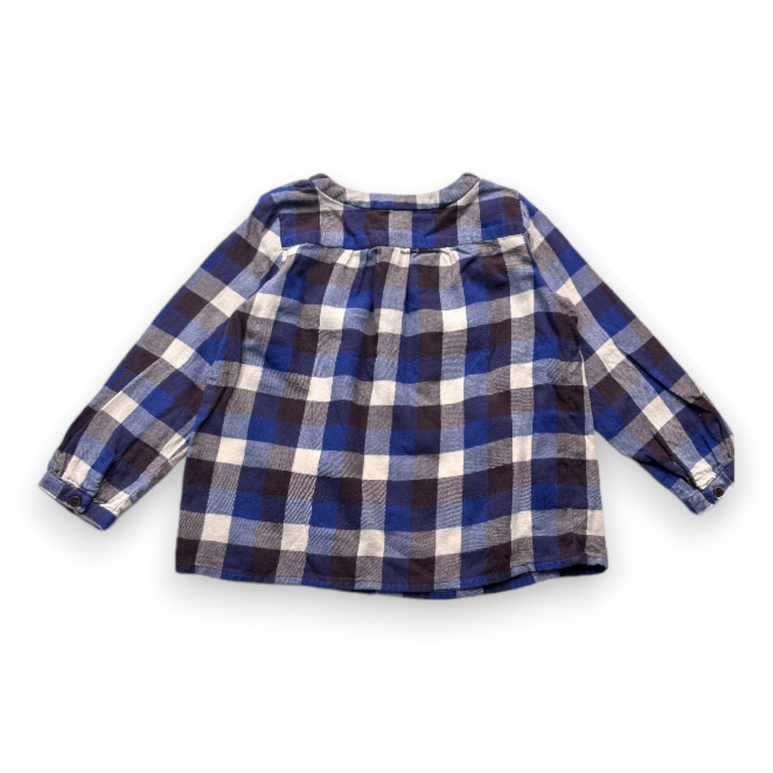 BONPOINT - Blouse en laine à manches longues bleue et marron - 3 ans