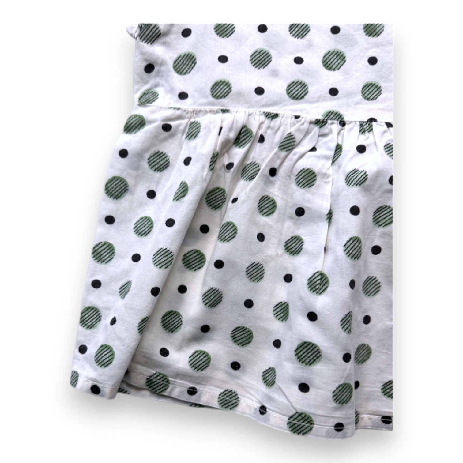 BONPOINT - Blouse à manches courtes blanche et verte à pois - 3 ans