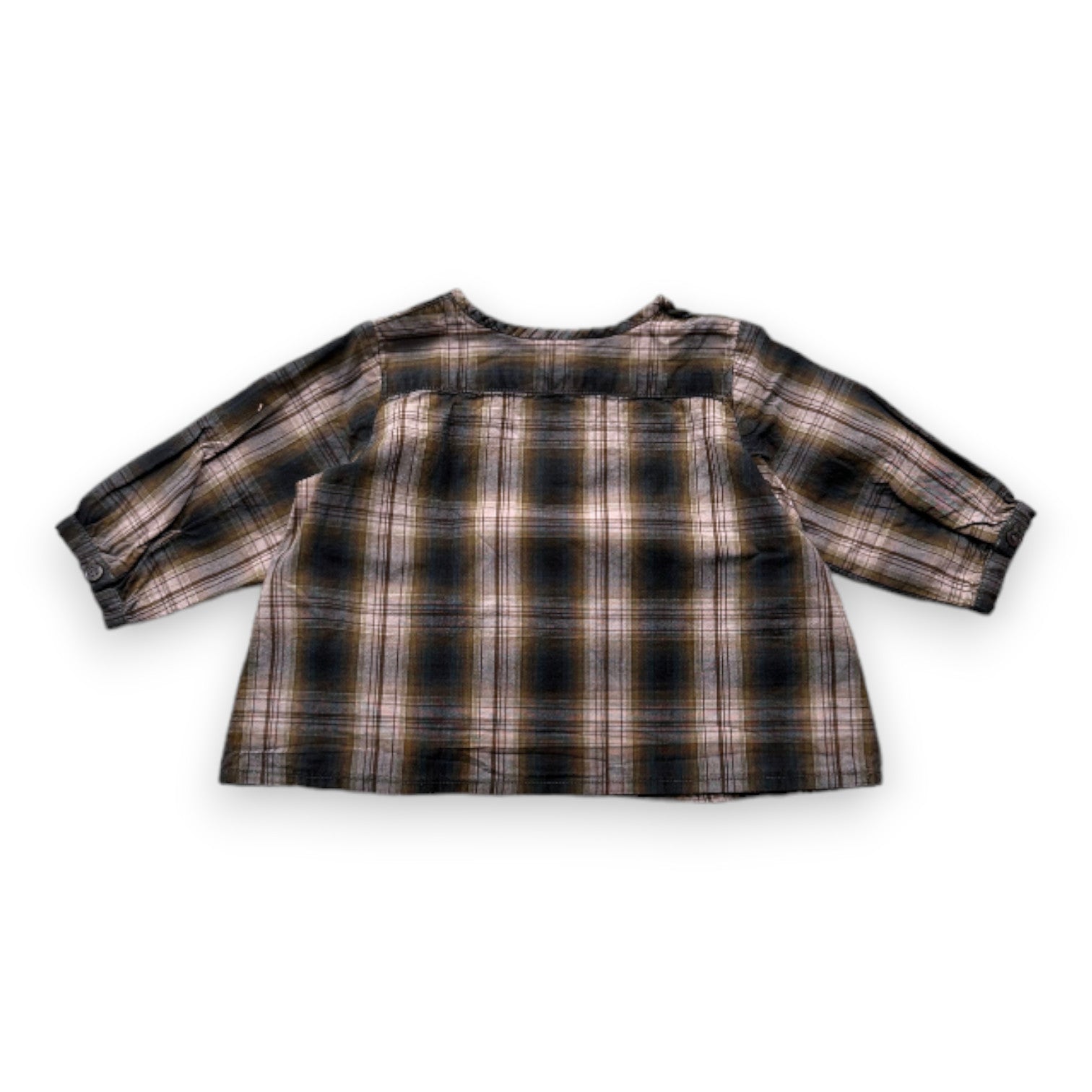 BONPOINT - Green checked long-sleeved blouse - 3 months