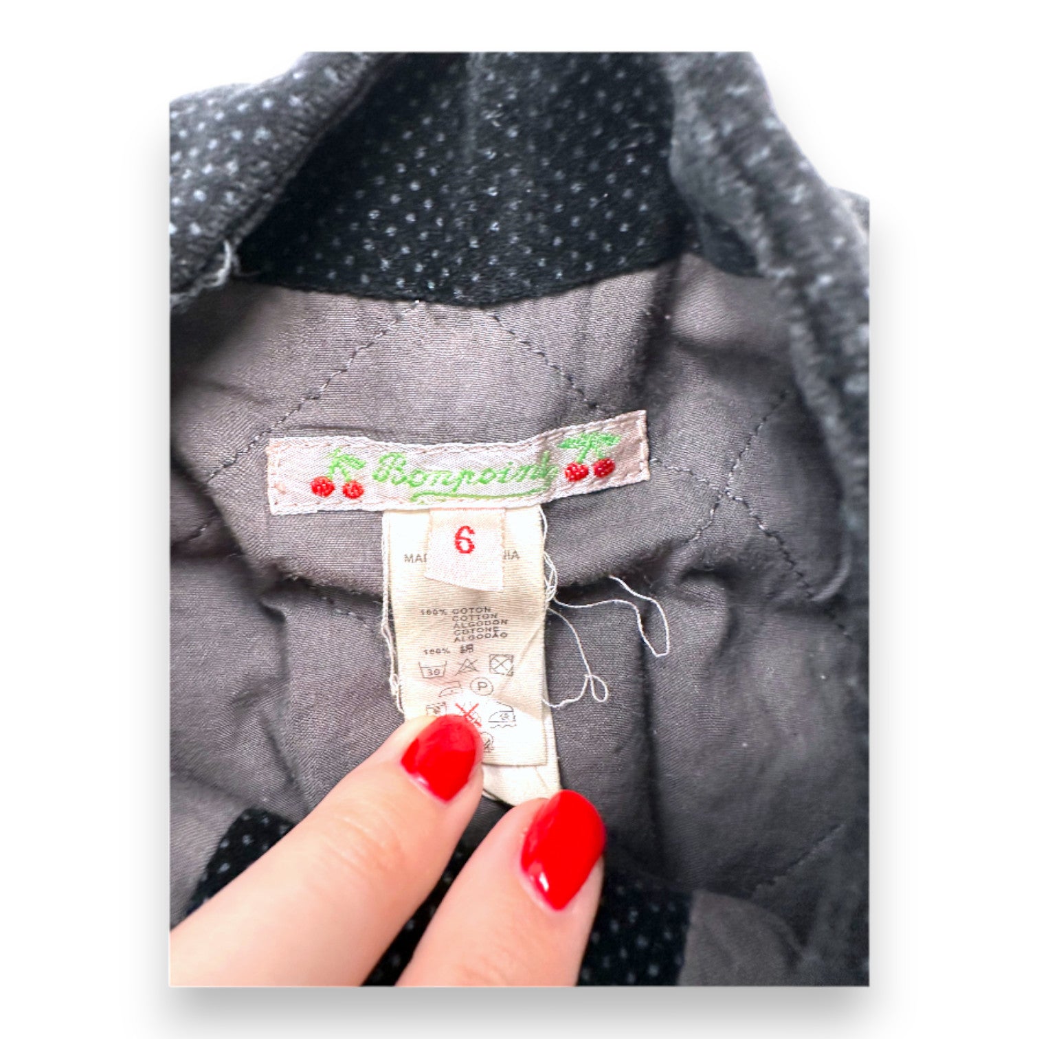 BONPOINT - Manteau noir à pois - 6 ans