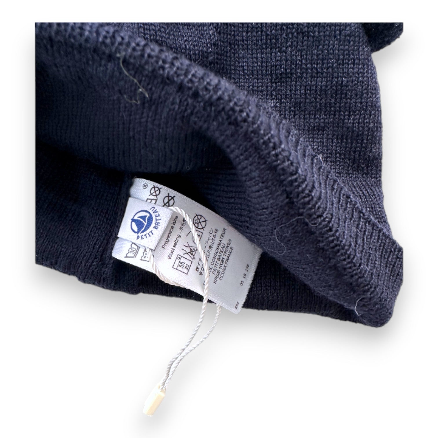 PETIT BATEAU - Marineblaue Wollmütze - 12 Monate
