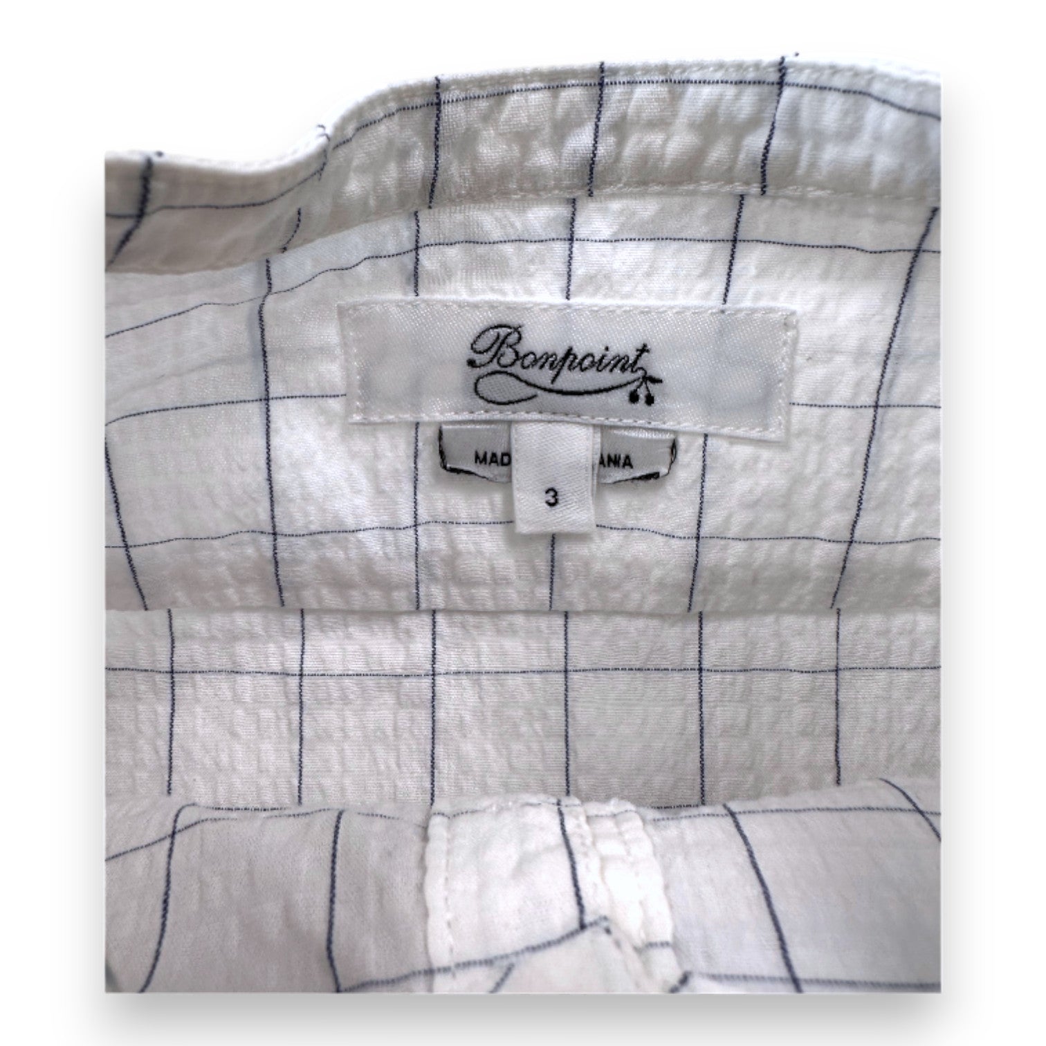 BONPOINT - White checked short-sleeved blouse - 3 years