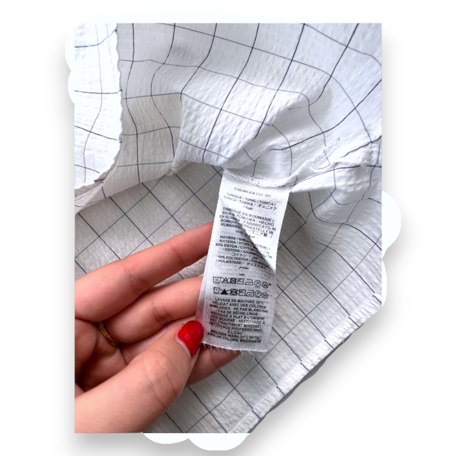 BONPOINT - White checked short-sleeved blouse - 3 years