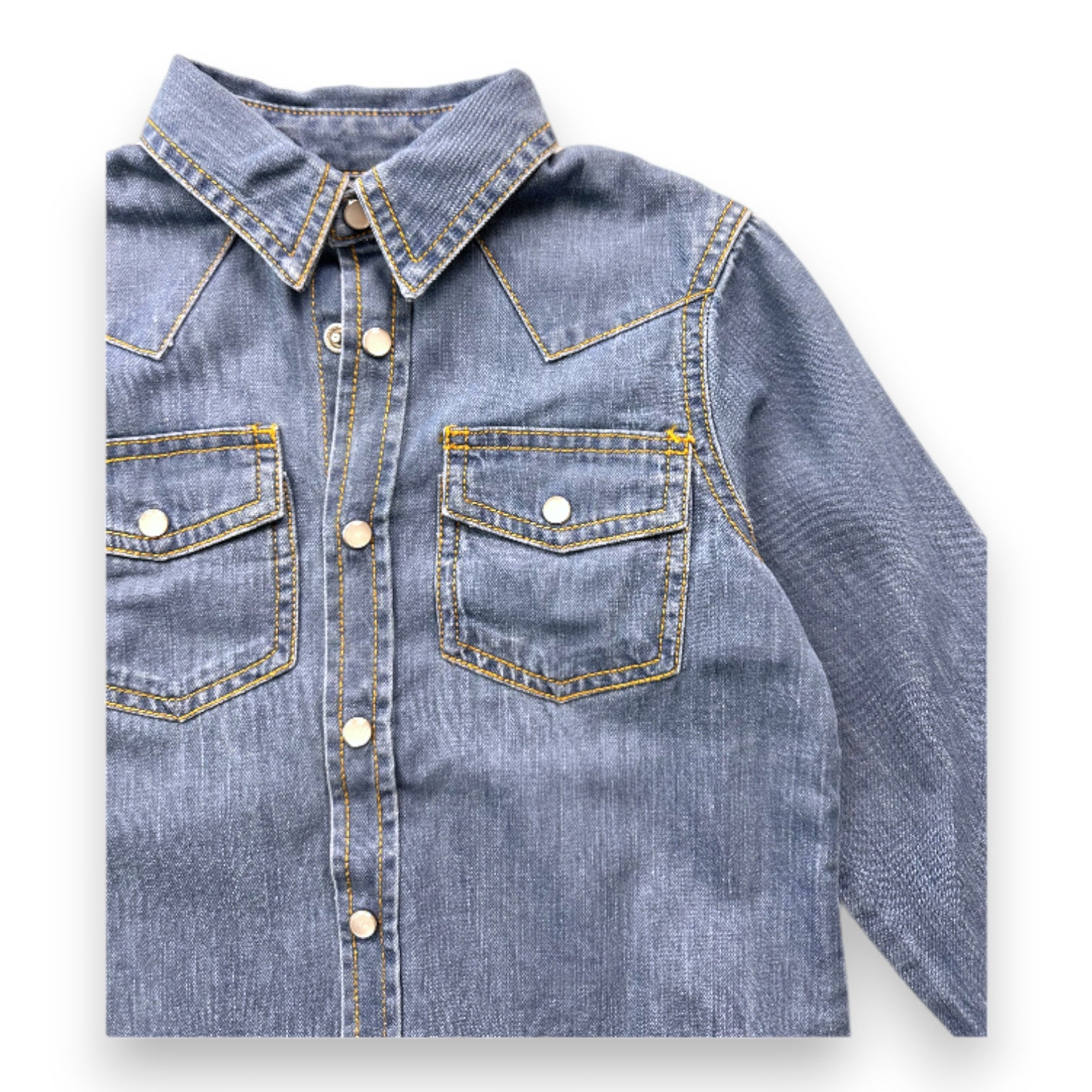 BONPOINT - Langarmhemd aus blauem Denim - 4 Jahre