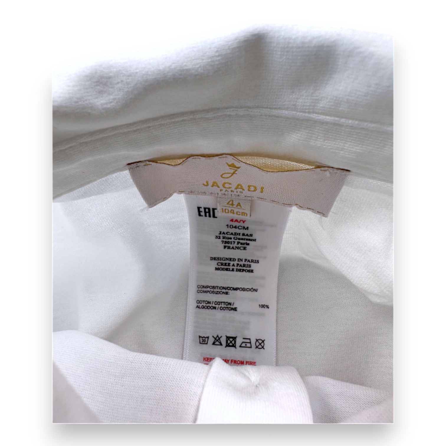 JACADI - Weißes Langarmshirt - 4 Jahre