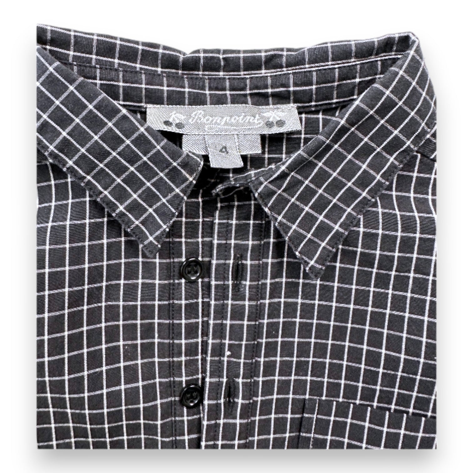 BONPOINT - Black checked long-sleeved shirt - 4 years