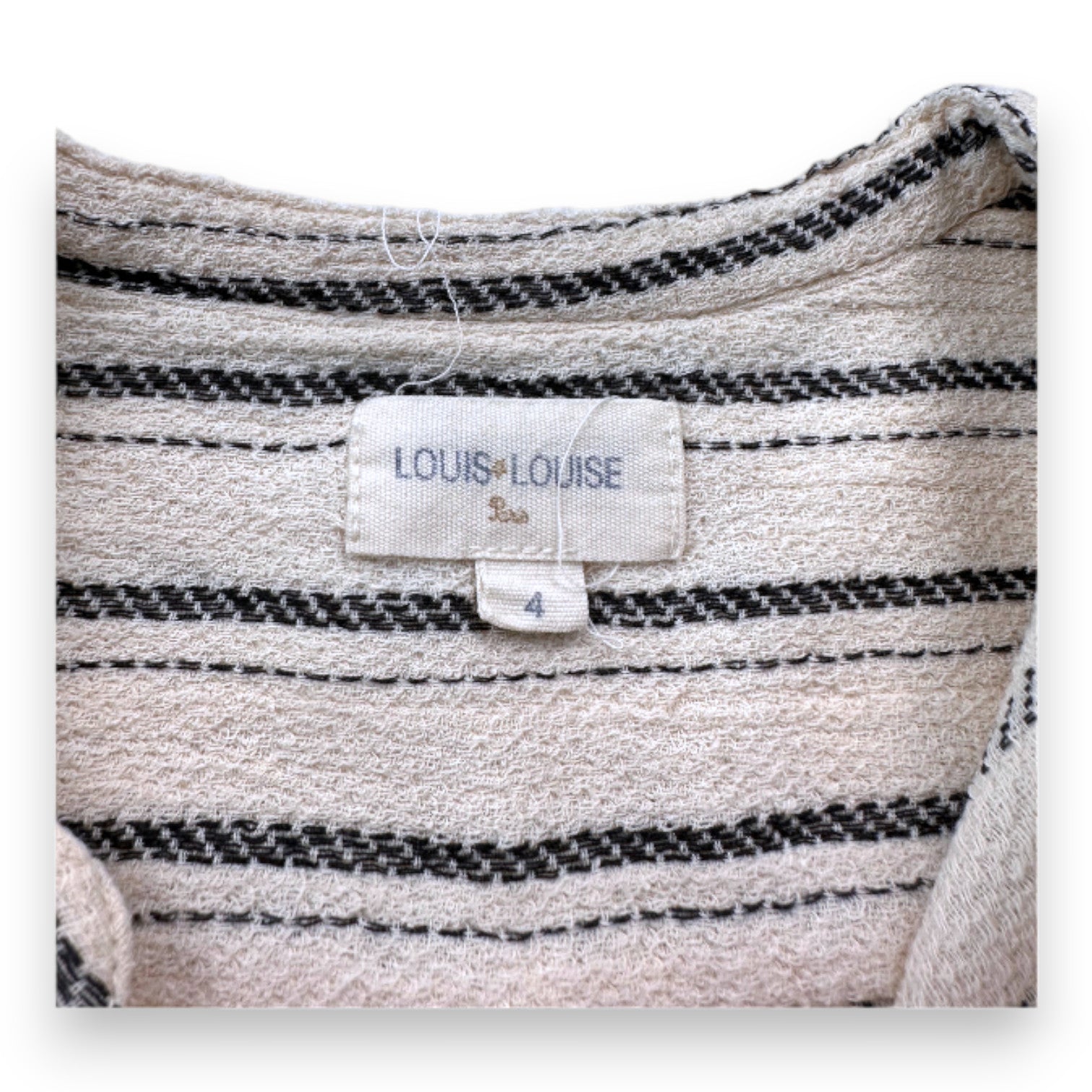 LOUIS LOUISE - Beige long-sleeved shirt with black stripes - 4 years
