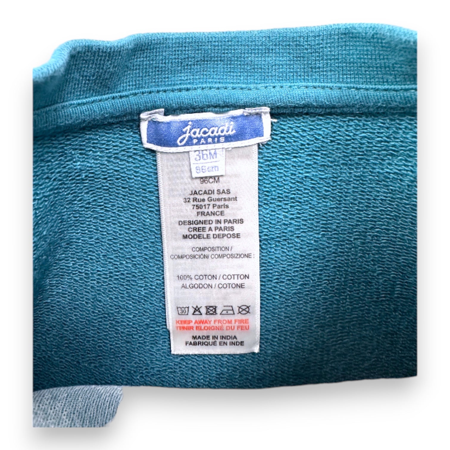 JACADI - Blue long-sleeved sweatshirt with embroidered fish - 3 years