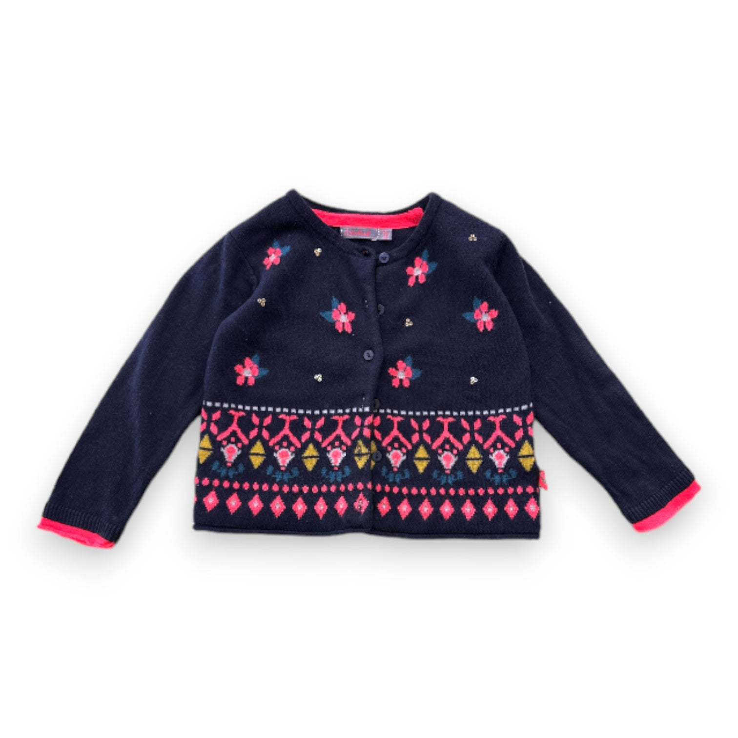 BILLIEBLUSH - Marineblaue Strickjacke mit Prints - 18 Monate