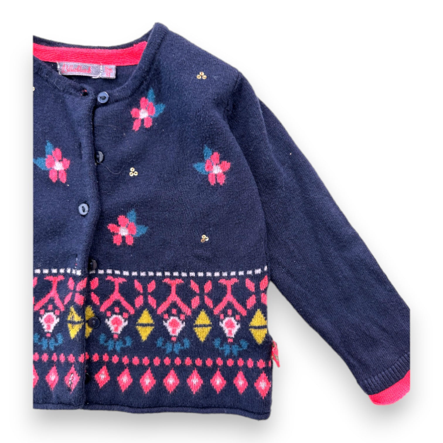 BILLIEBLUSH - Marineblaue Strickjacke mit Prints - 18 Monate