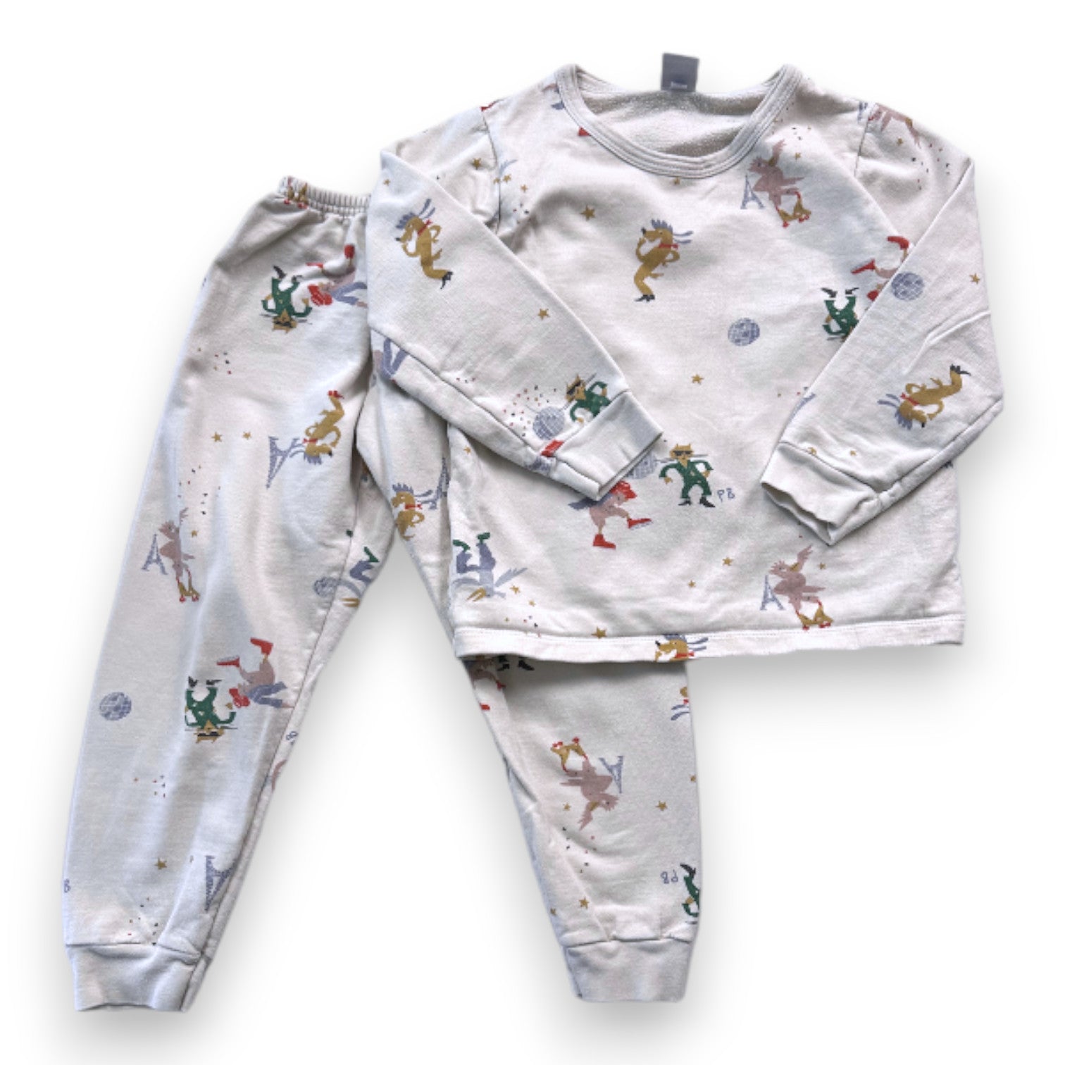 PETIT BATEAU - Beige pajama set with prints - 5 years