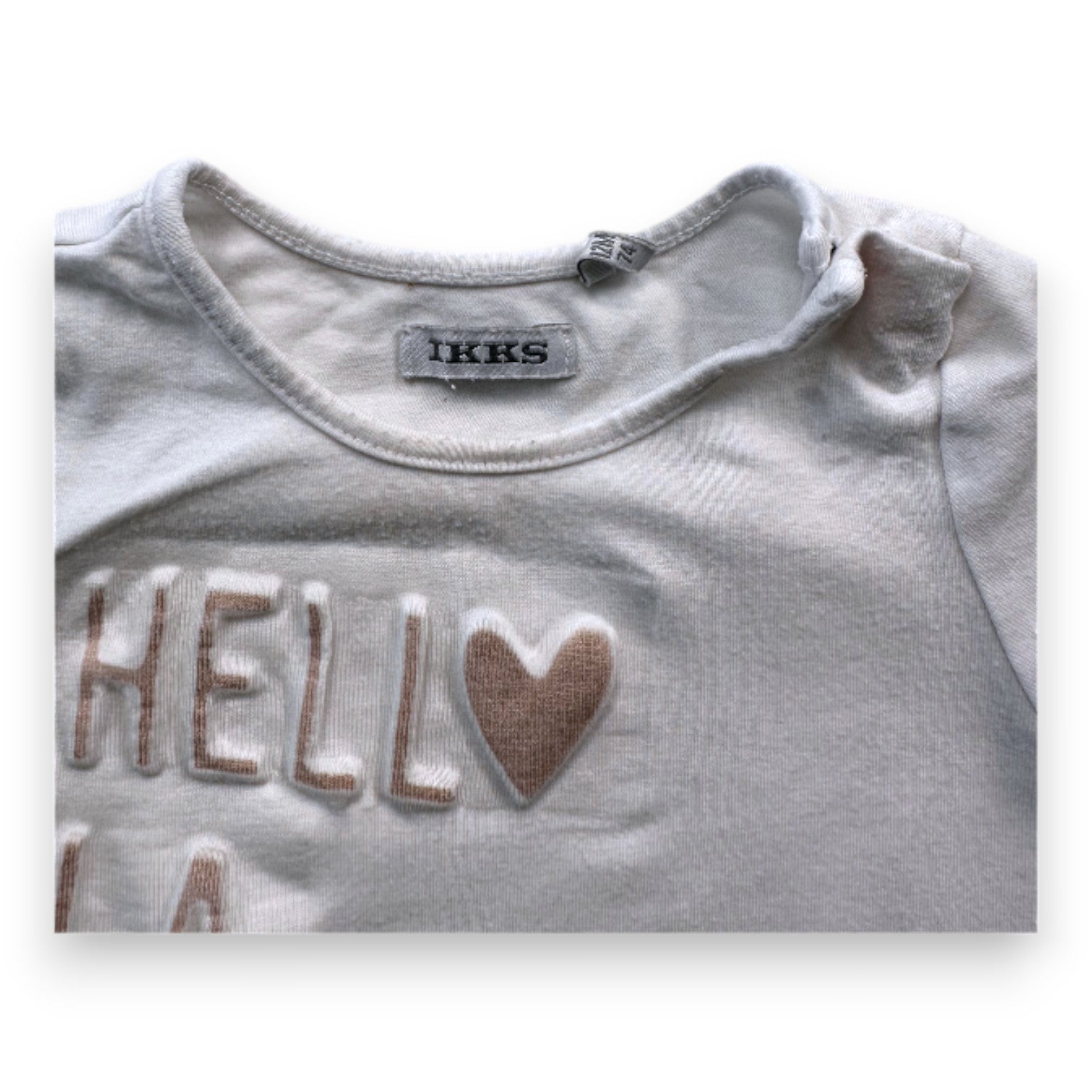 IKKS - Weißes Kurzarm-T-Shirt mit Aufdrucken - 12 Monate