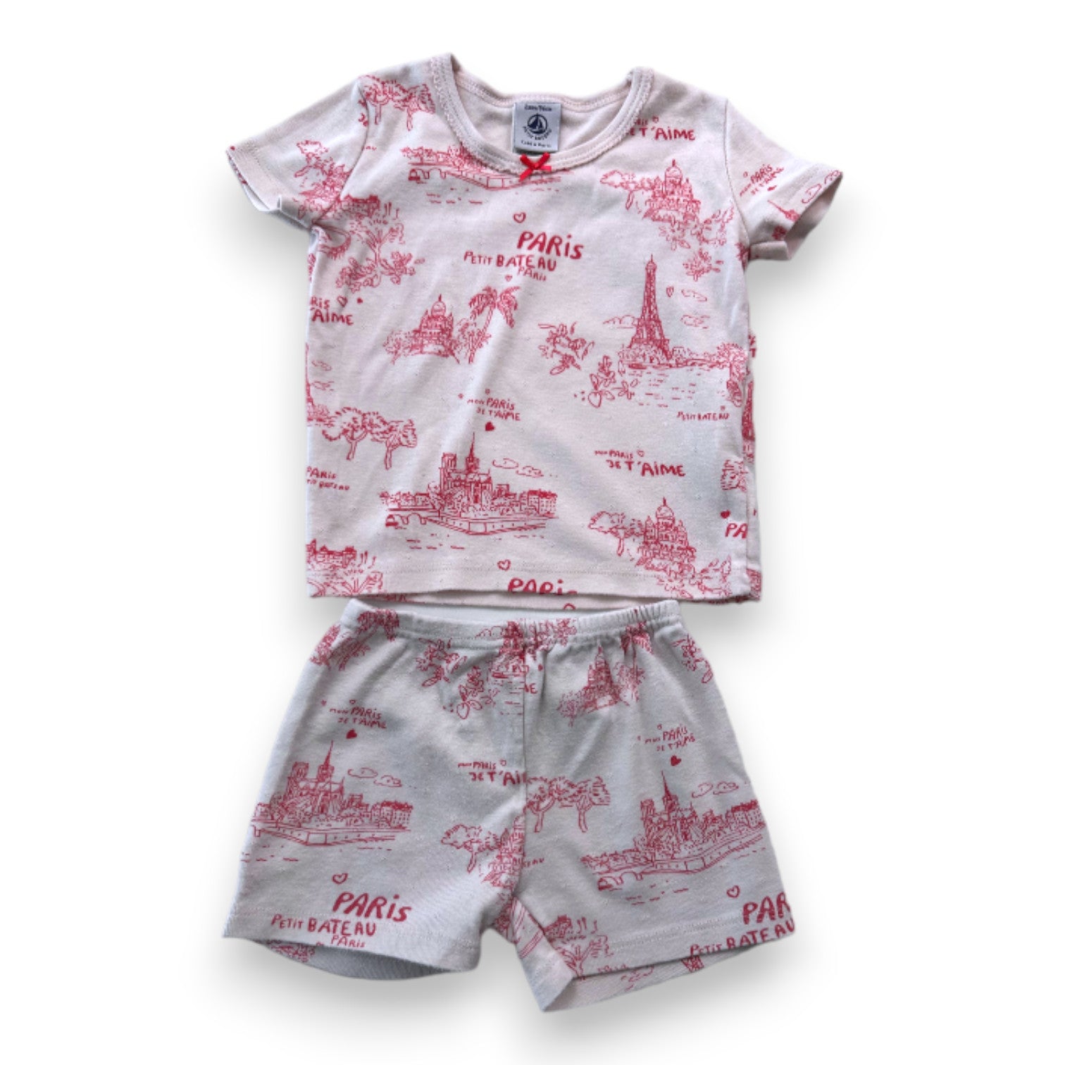 PETIT BATEAU - Pink patterned pajama set - 2 years