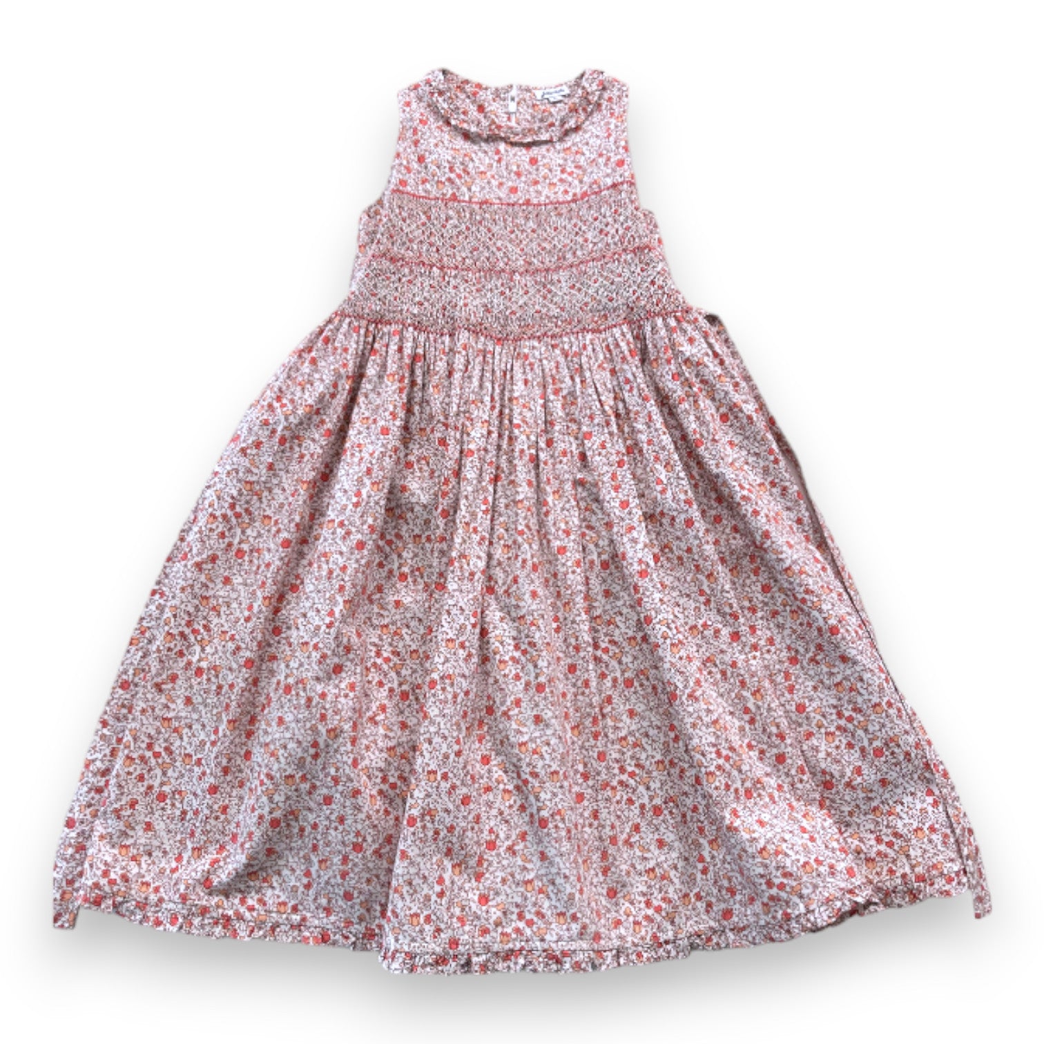 JACADI - Weißes Kleid mit rosa Blumen und Stickereien - 8 Jahre