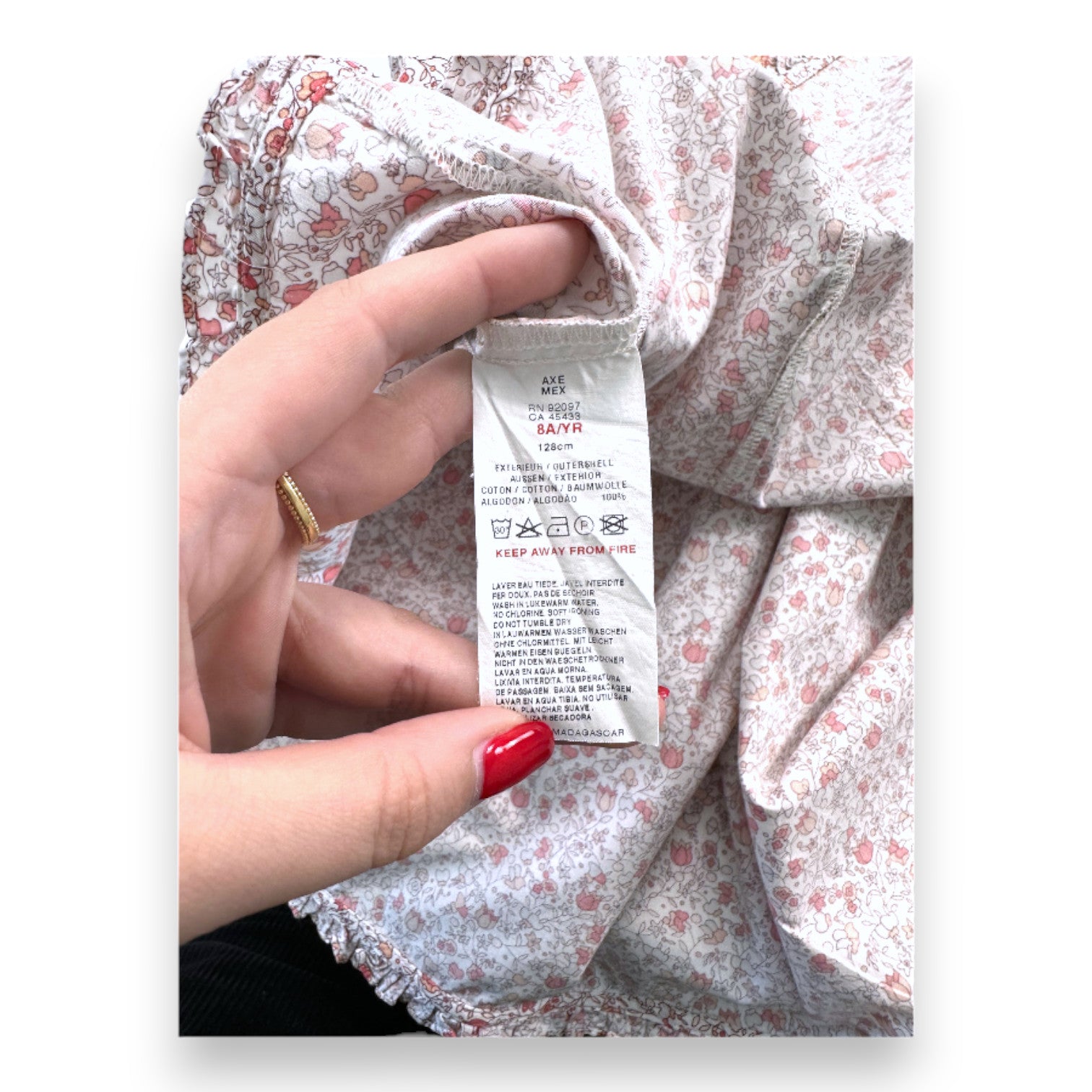 JACADI - Weißes Kleid mit rosa Blumen und Stickereien - 8 Jahre