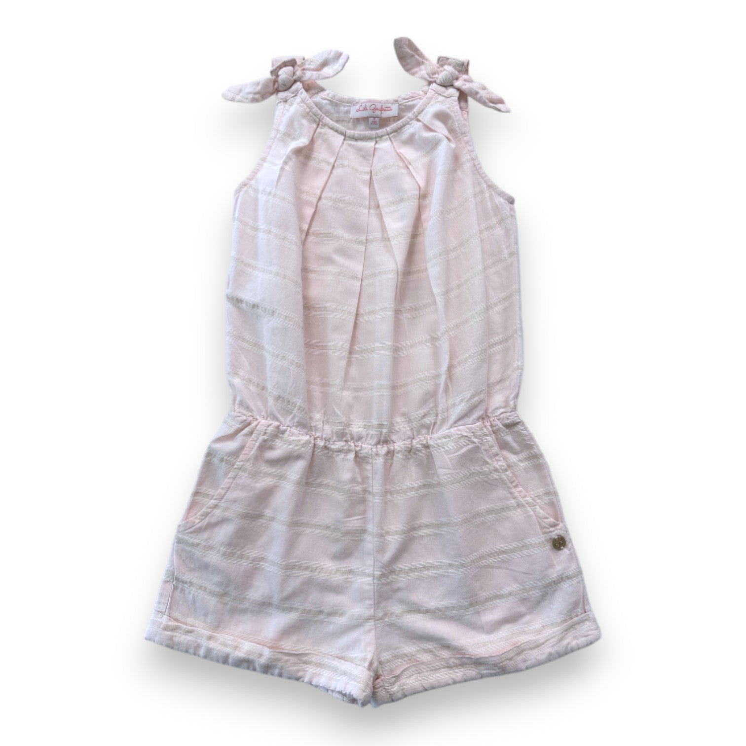 LILI GAUFRETTE - Rosa gestreifter Spielanzug - 8 Jahre