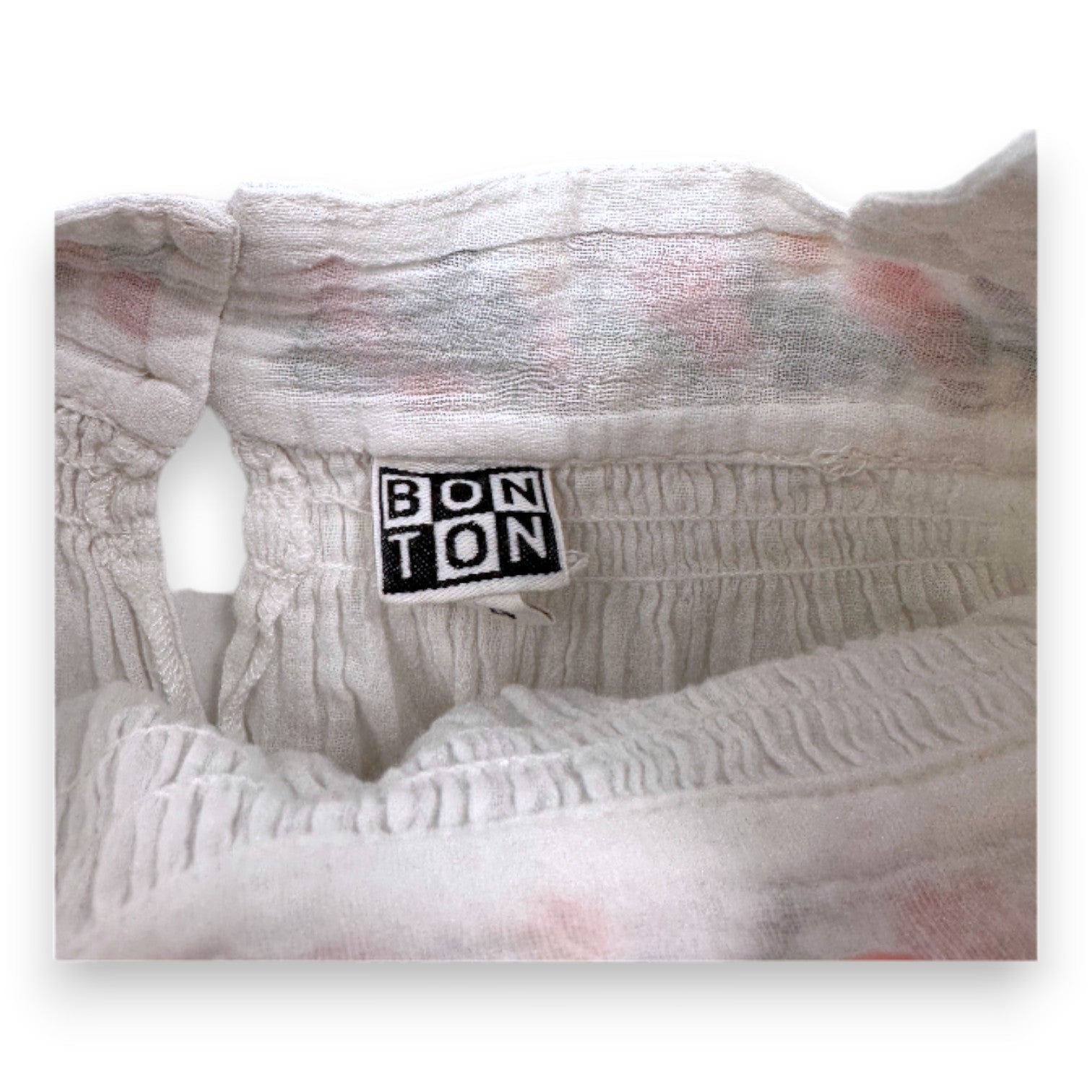 BONTON - White blouse with embroidered flowers - 4 years