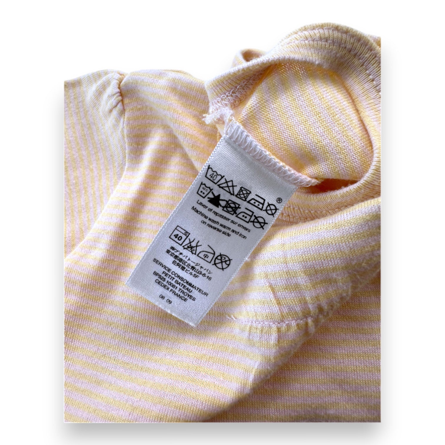 PETIT BATEAU - Gelb-orange gestreiftes Kleid - 12 Monate