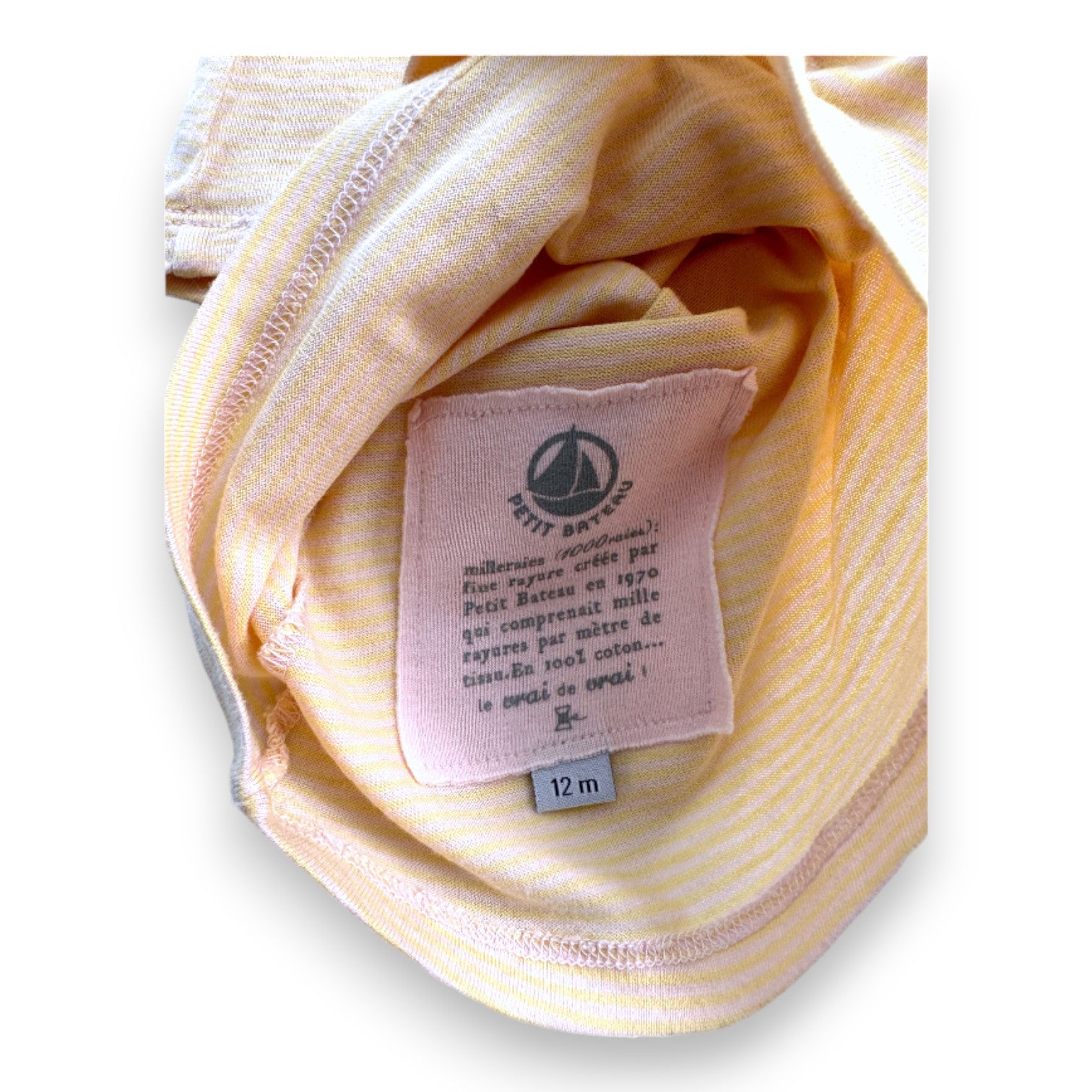 PETIT BATEAU - Gelb-orange gestreiftes Kleid - 12 Monate