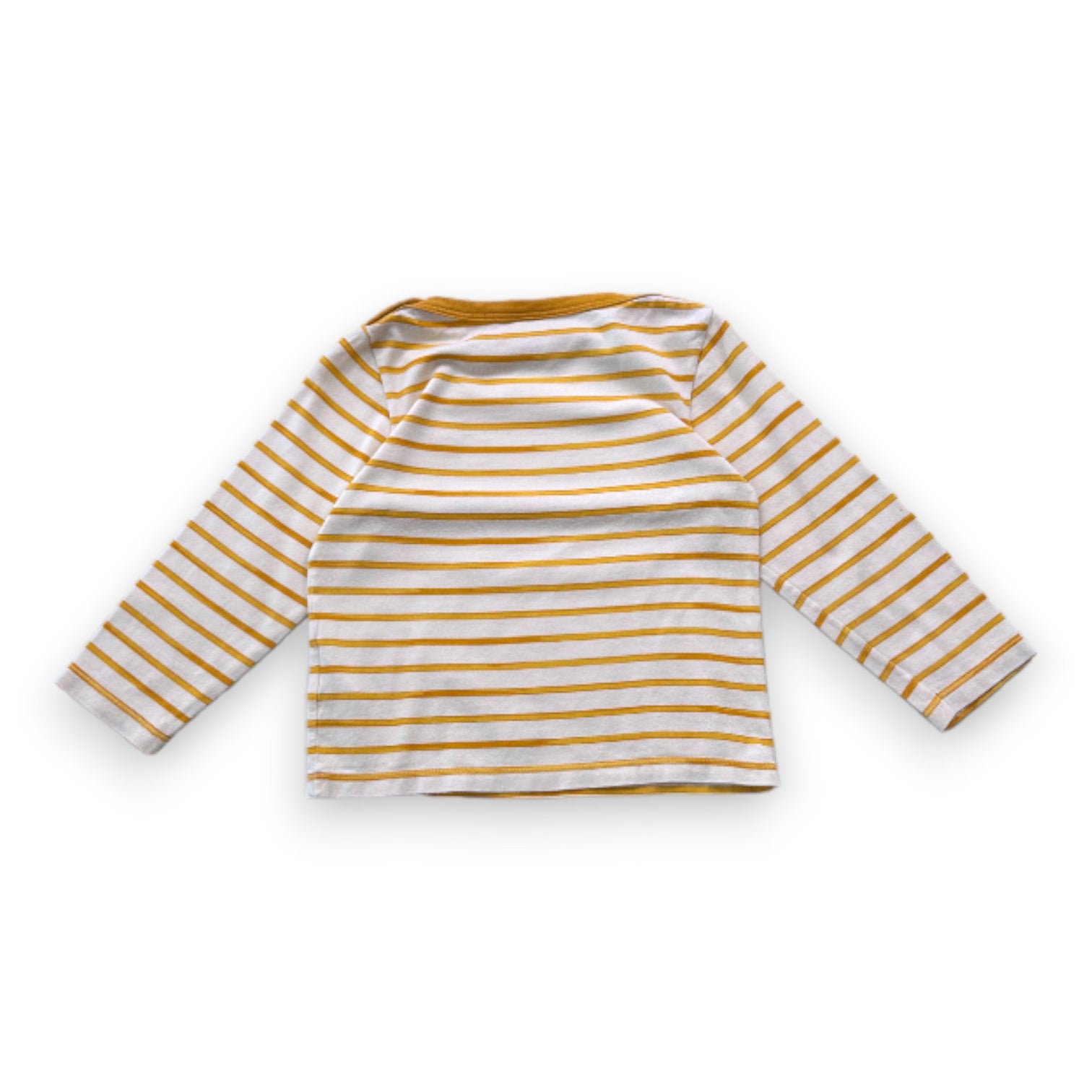 PETIT BATEAU - Weißes T-Shirt mit gelben Streifen - 3 Jahre