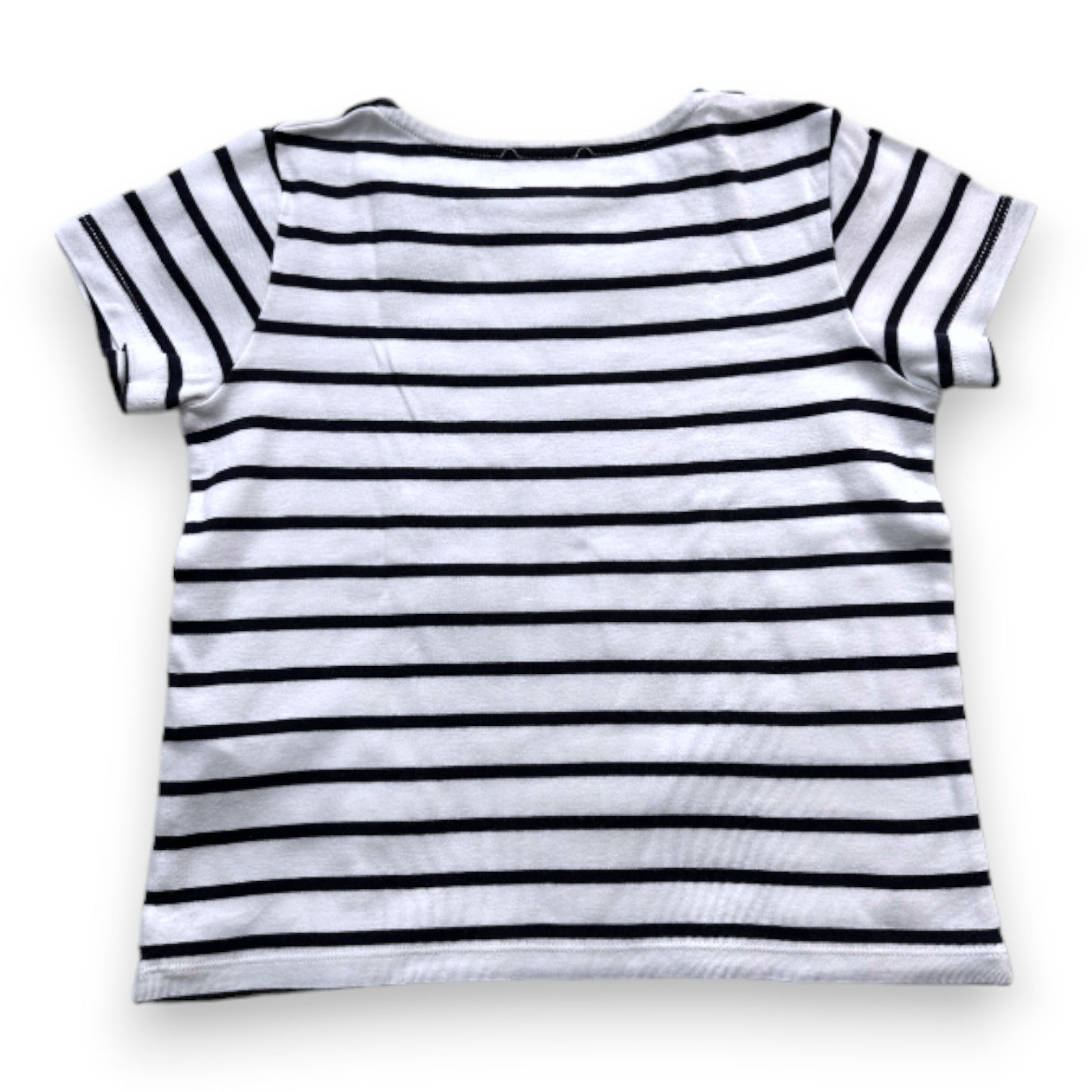 PETIT BATEAU - White and blue striped T-shirt with print - 8 years