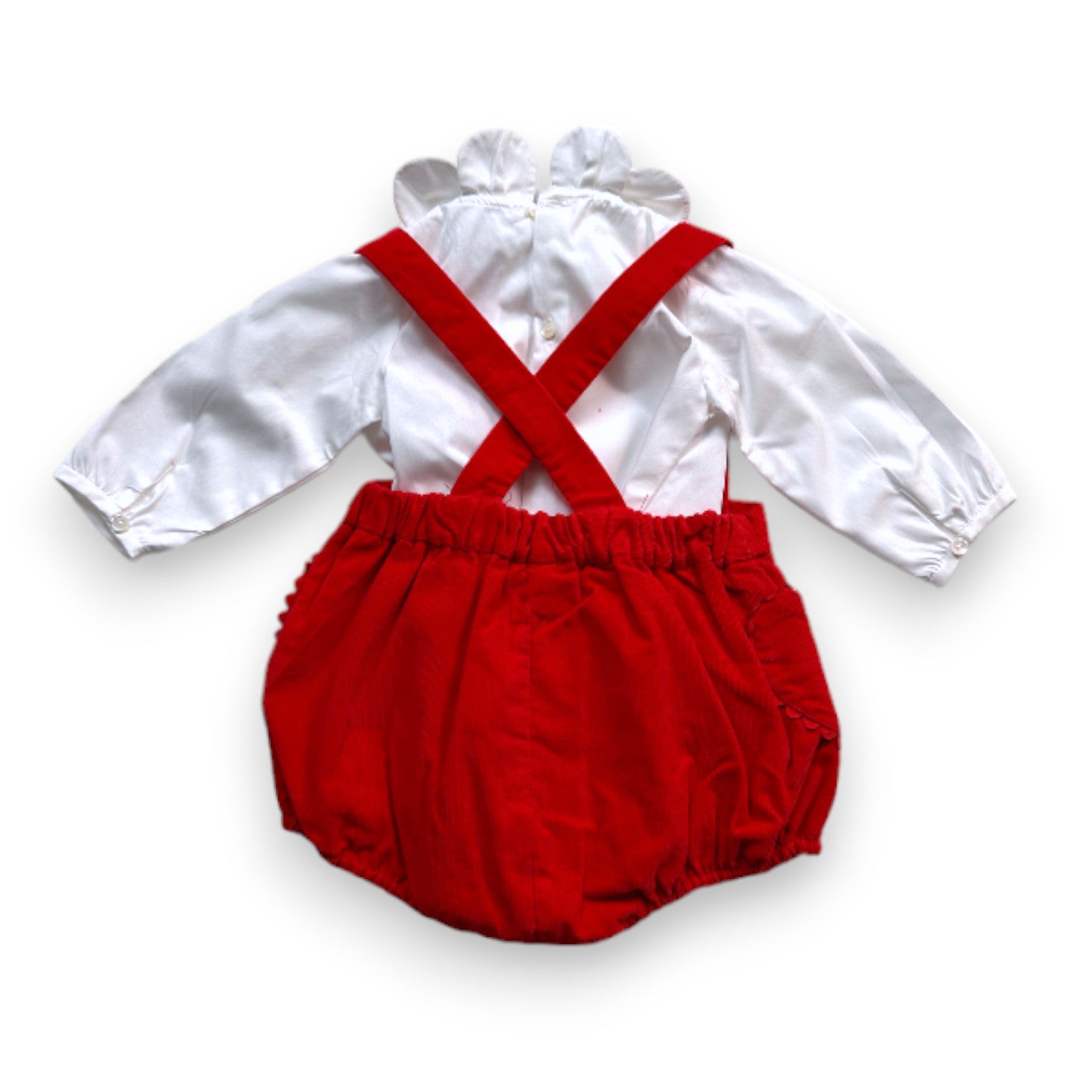 JACADI - Red overalls with white blouse - 6 months