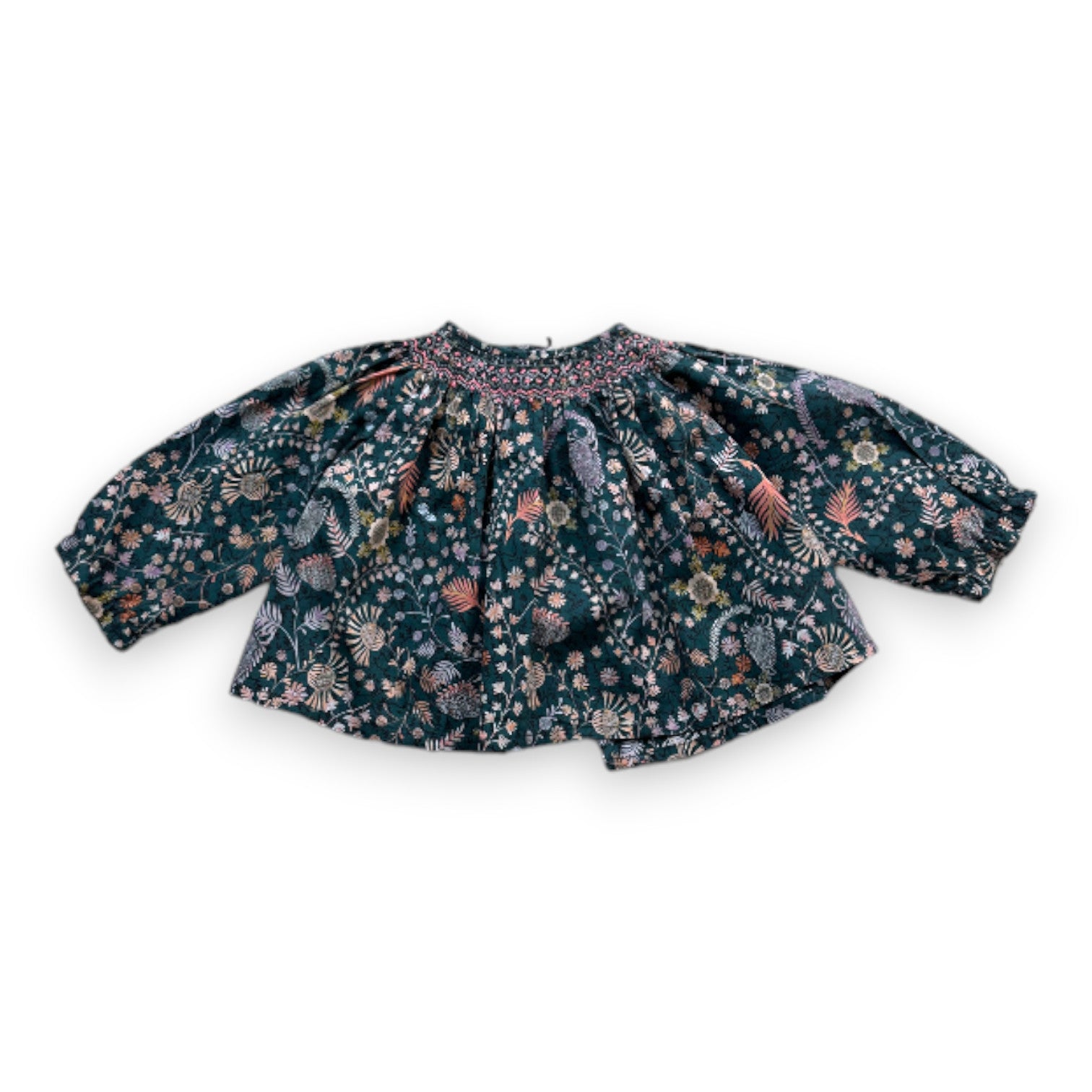 BONPOINT - Green floral blouse - 6 months