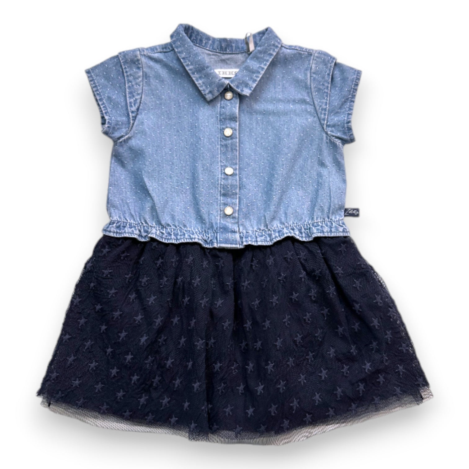 IKKS - Blue shirt-effect dress - 6 months
