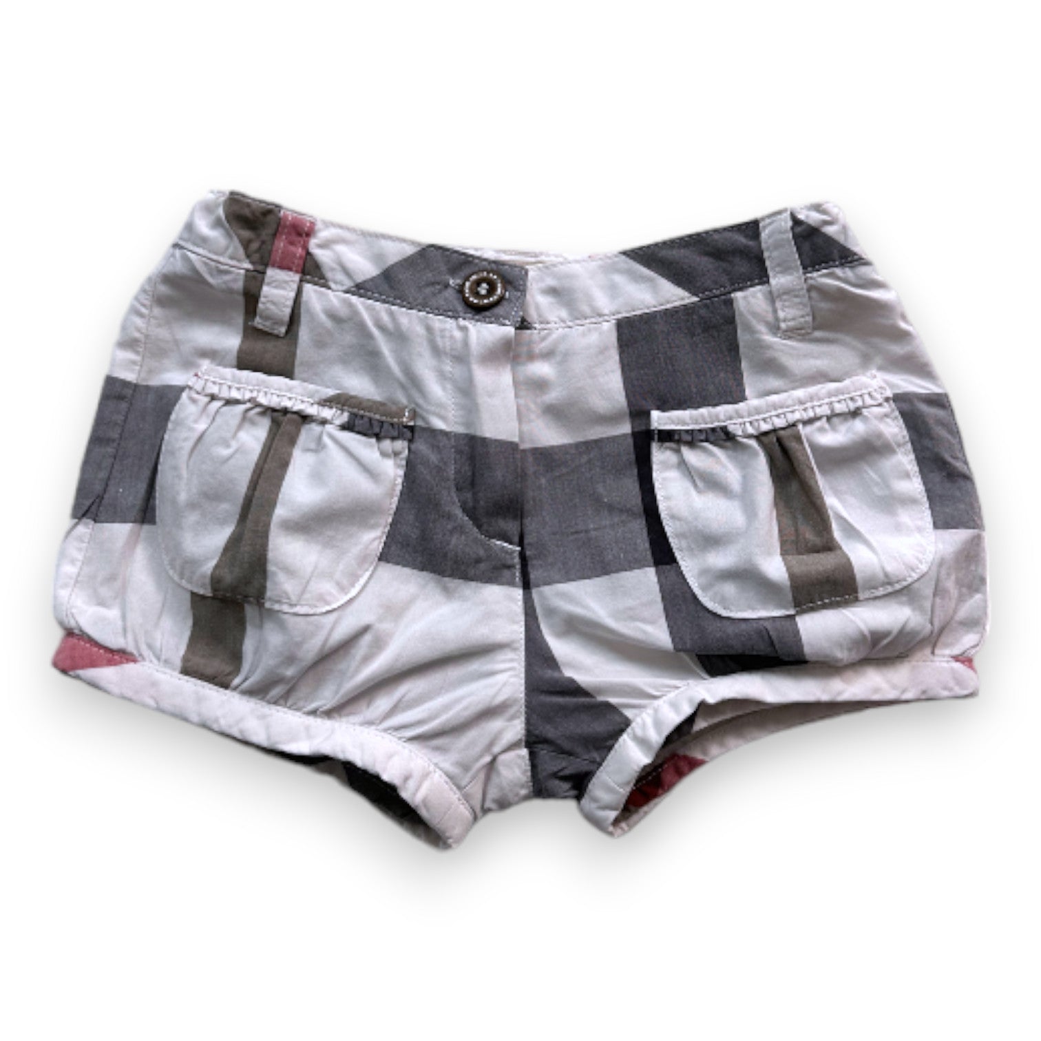 BURBERRY - Burberry white check print shorts - 12 months