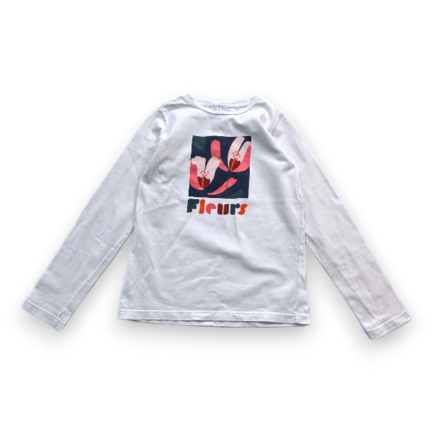 JACADI - White long-sleeved T-shirt with print - 8 years