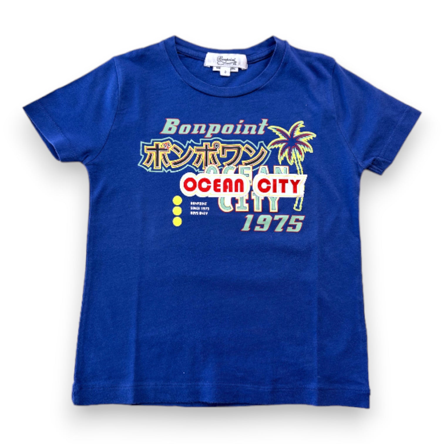 BONPOINT - T-shirt à manches courtes bleu avec imprimé - 3 ans