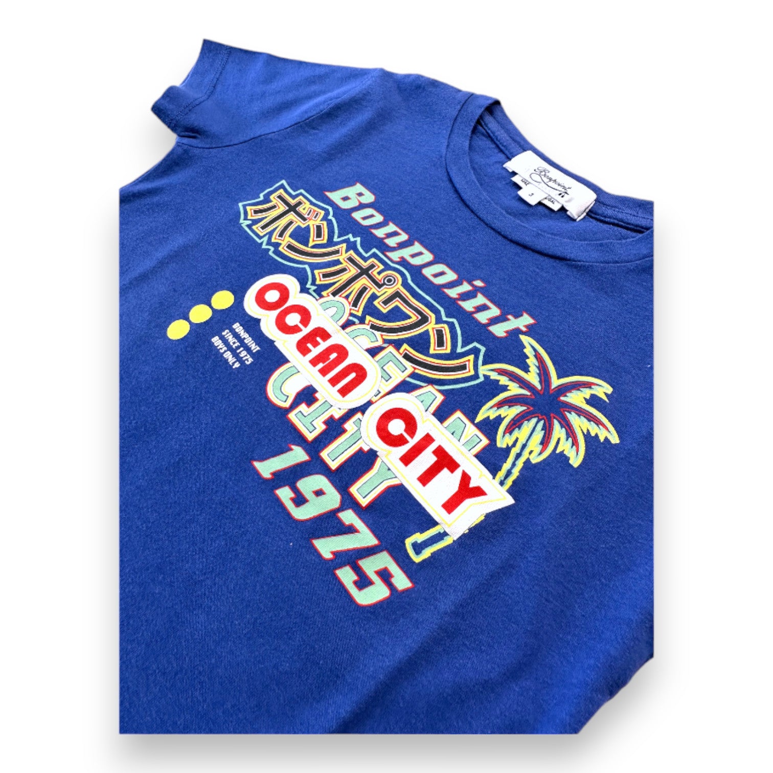BONPOINT - T-shirt à manches courtes bleu avec imprimé - 3 ans