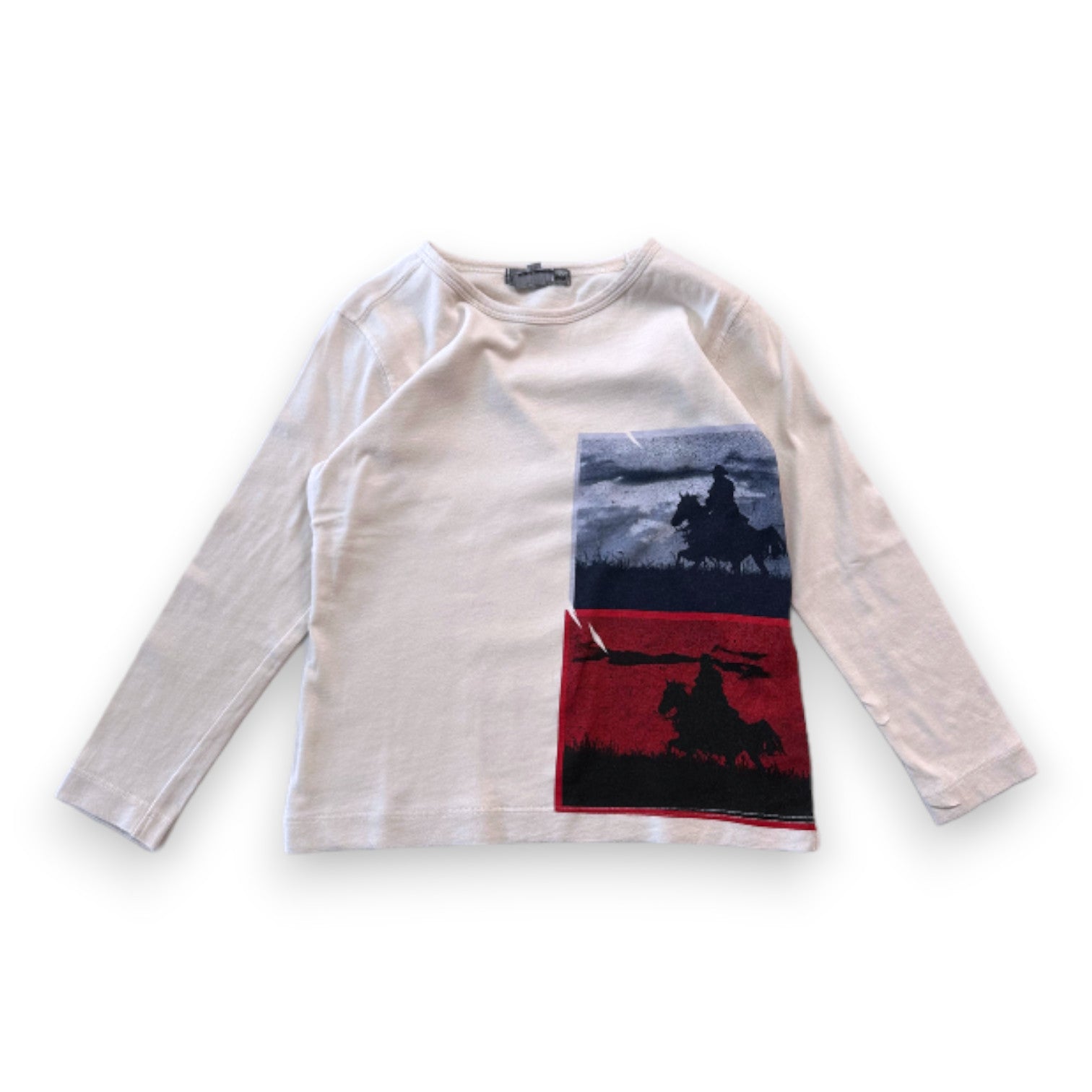 BONPOINT - Beige long-sleeved T-shirt with print - 3 years