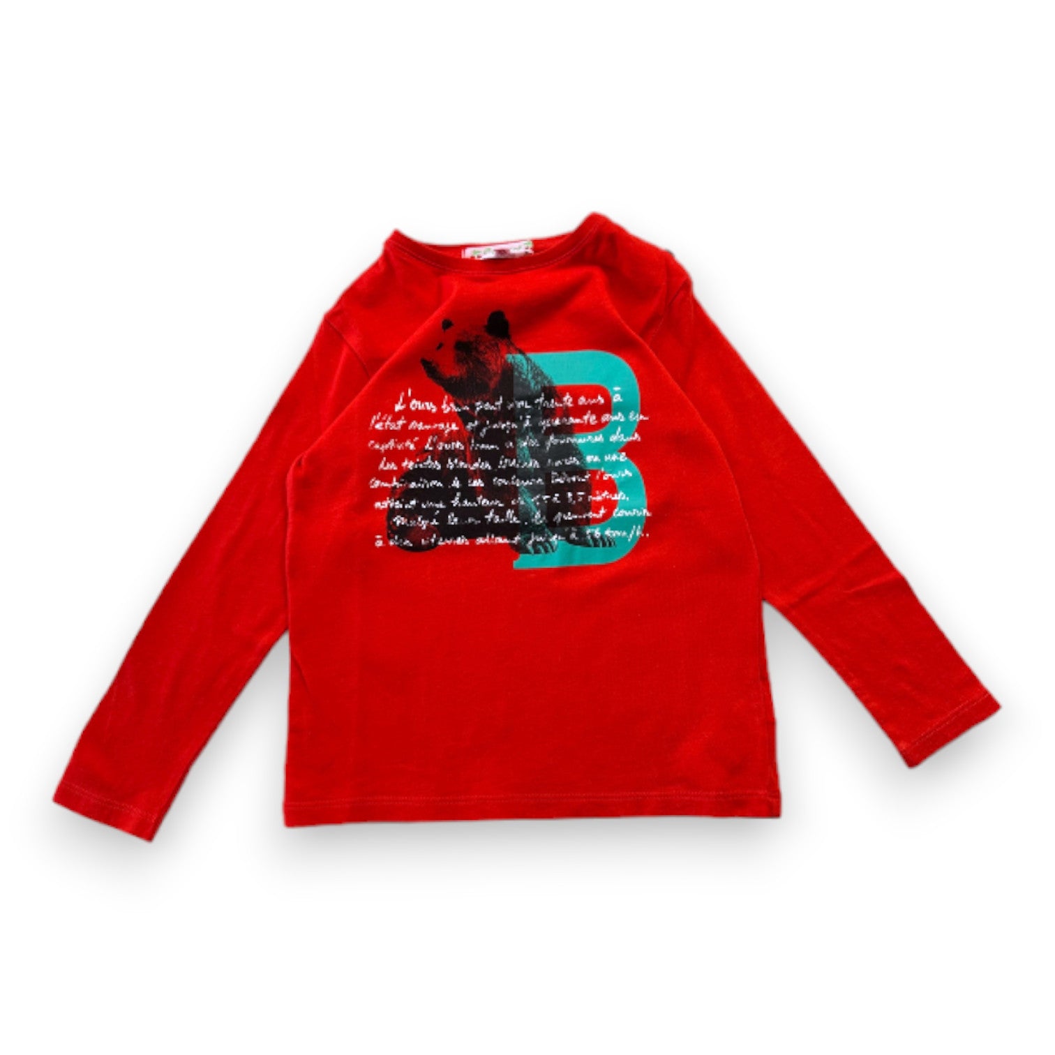 BONPOINT - Red long-sleeved T-shirt with print - 3 years