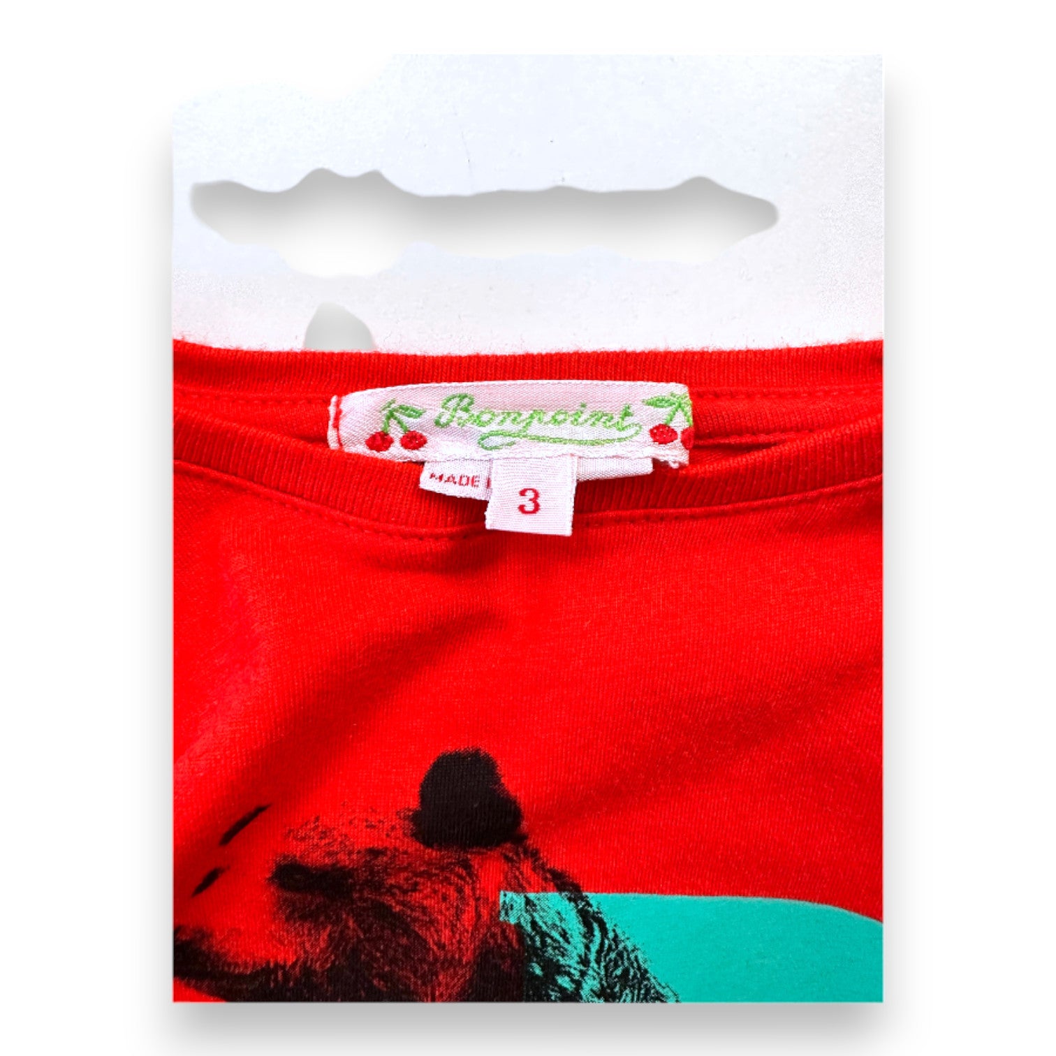 BONPOINT - Red long-sleeved T-shirt with print - 3 years