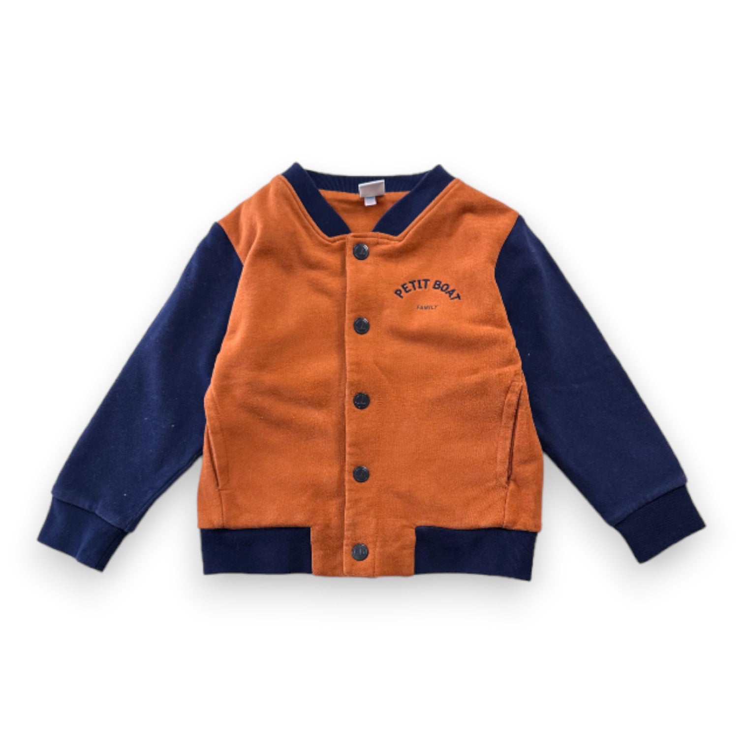 PETIT BATEU - Brown and blue teddy jacket - 3 years