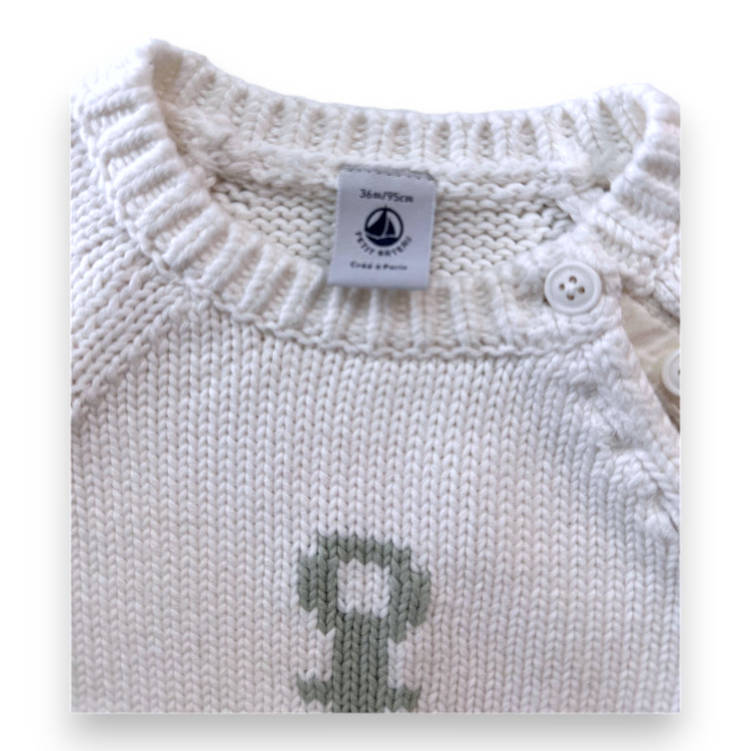 LITTLE BOAT - White sweater with anchor - 3 years