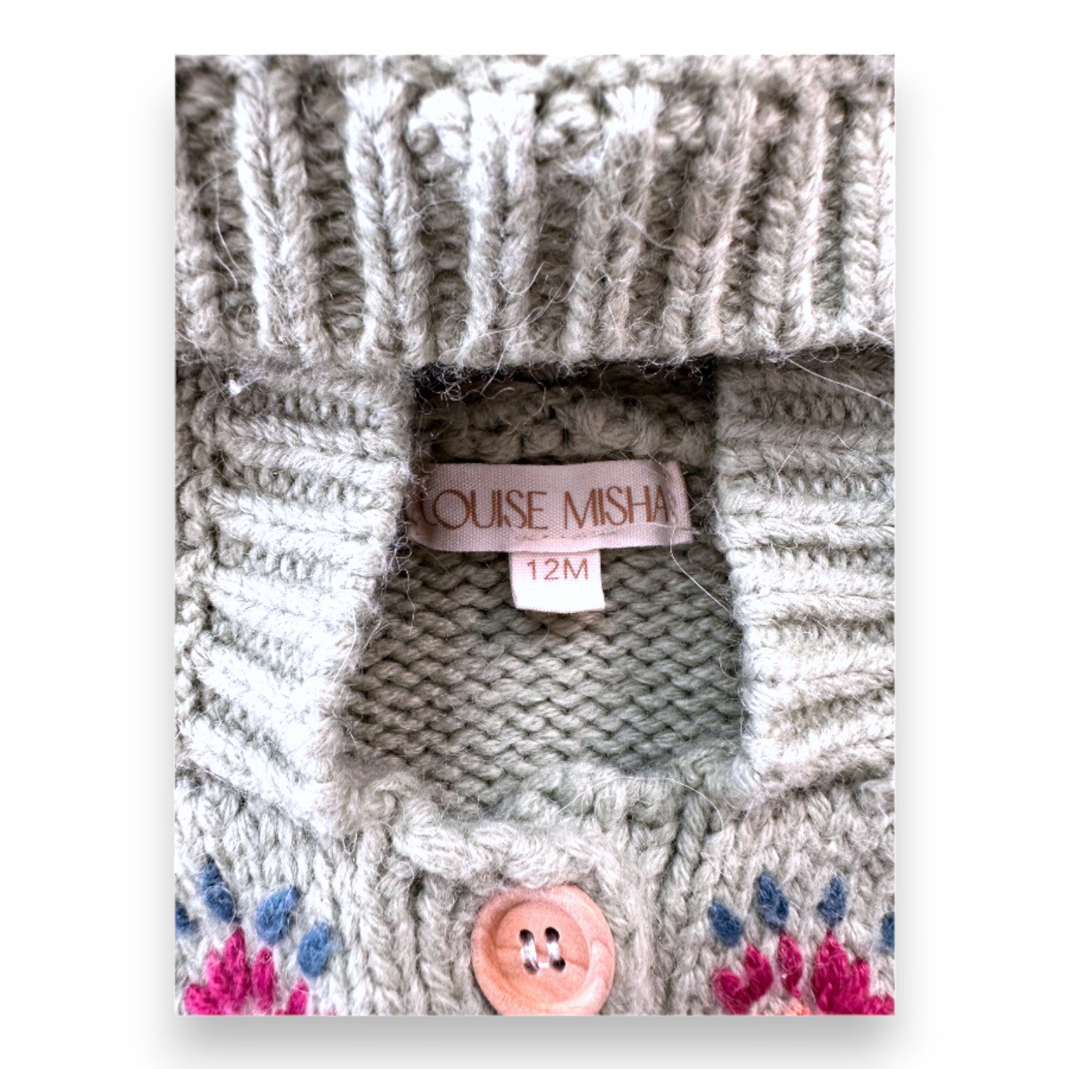 LOUISE MISHA - Grüner Wollponcho mit Blumenmuster - 12 Monate