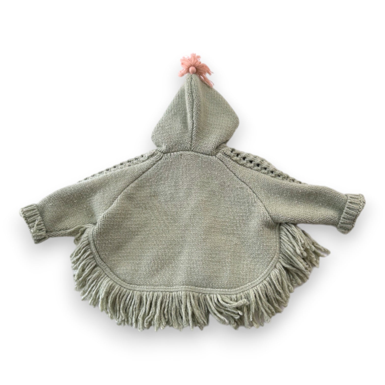 LOUISE MISHA - Grüner Wollponcho mit Blumenmuster - 12 Monate