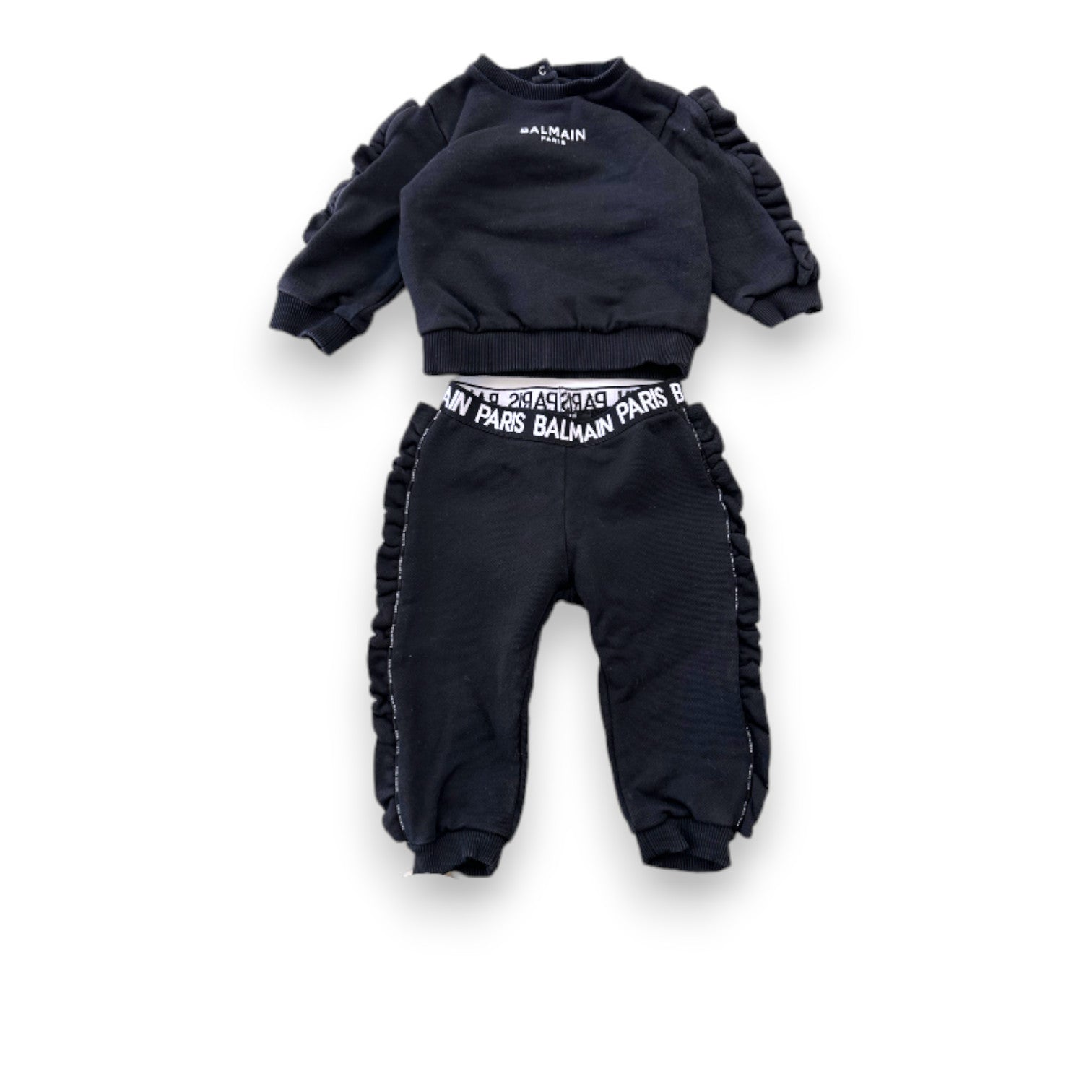 BALMAIN - Schwarzes Sweatshirt und Jogginganzug - 12 Monate