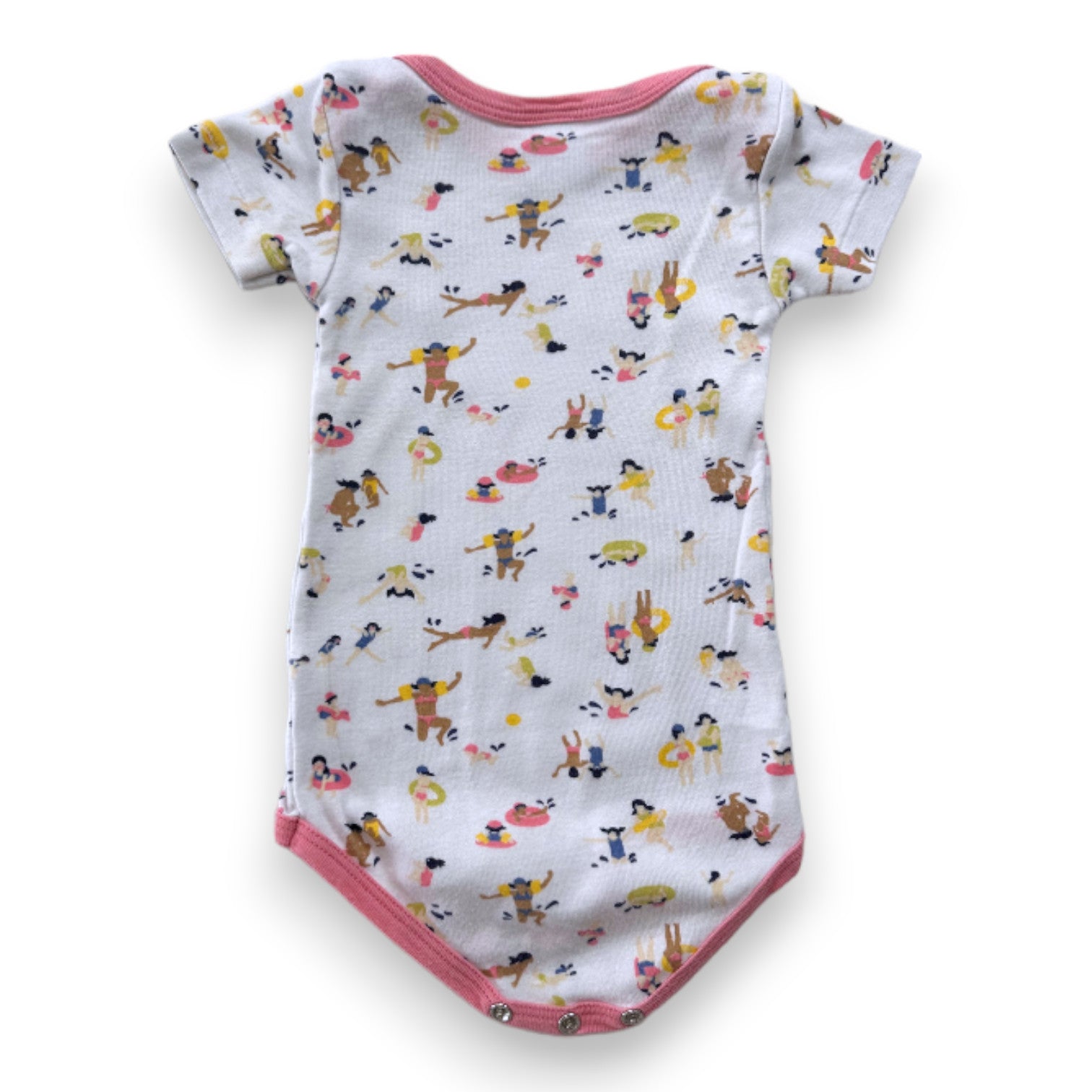 PETIT BATEAU - Weißer und rosa Kurzarm-Body mit Aufdrucken - 6 Monate