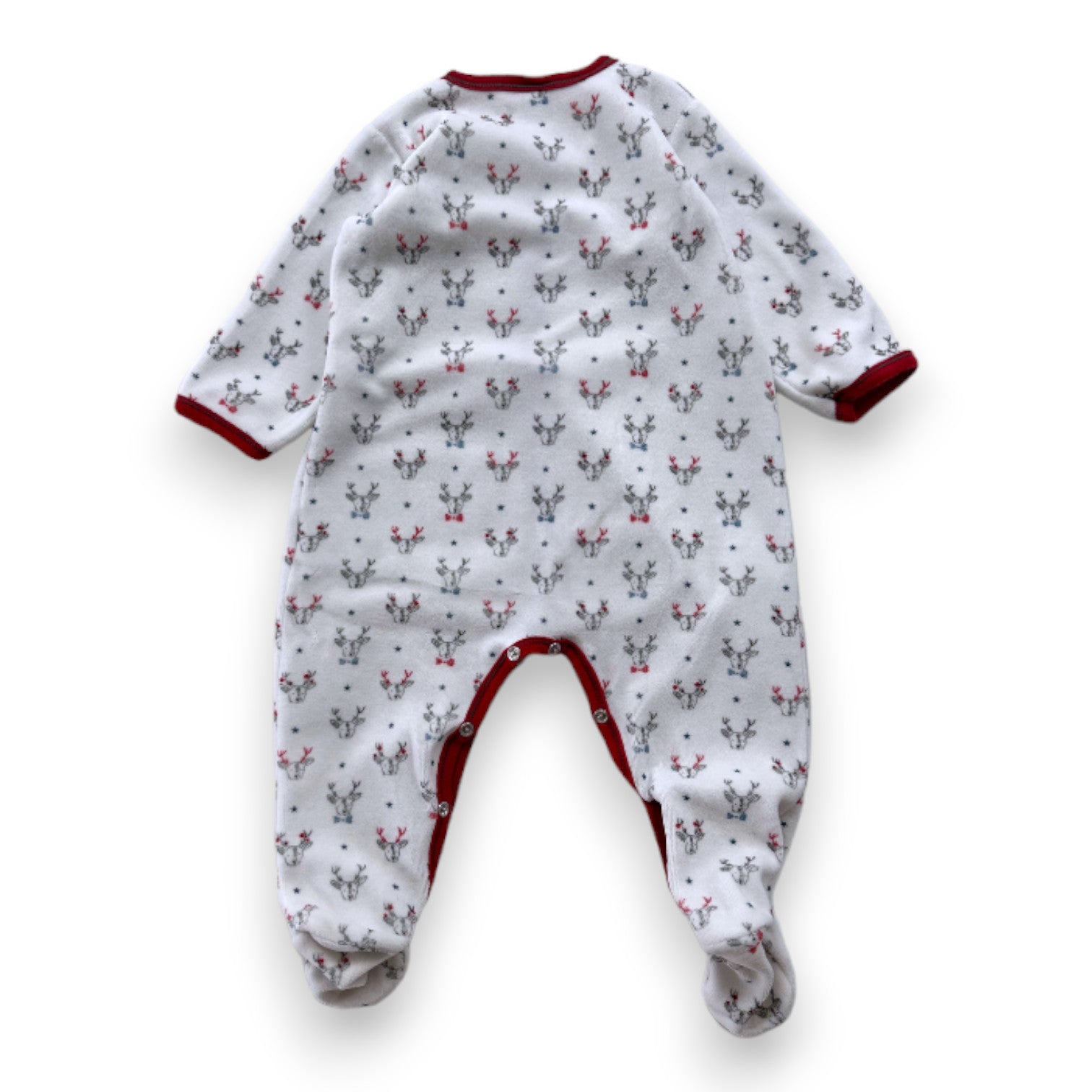 PETIT BATEAU - Weißer Pyjama mit Hirsch-Print - 12 Monate